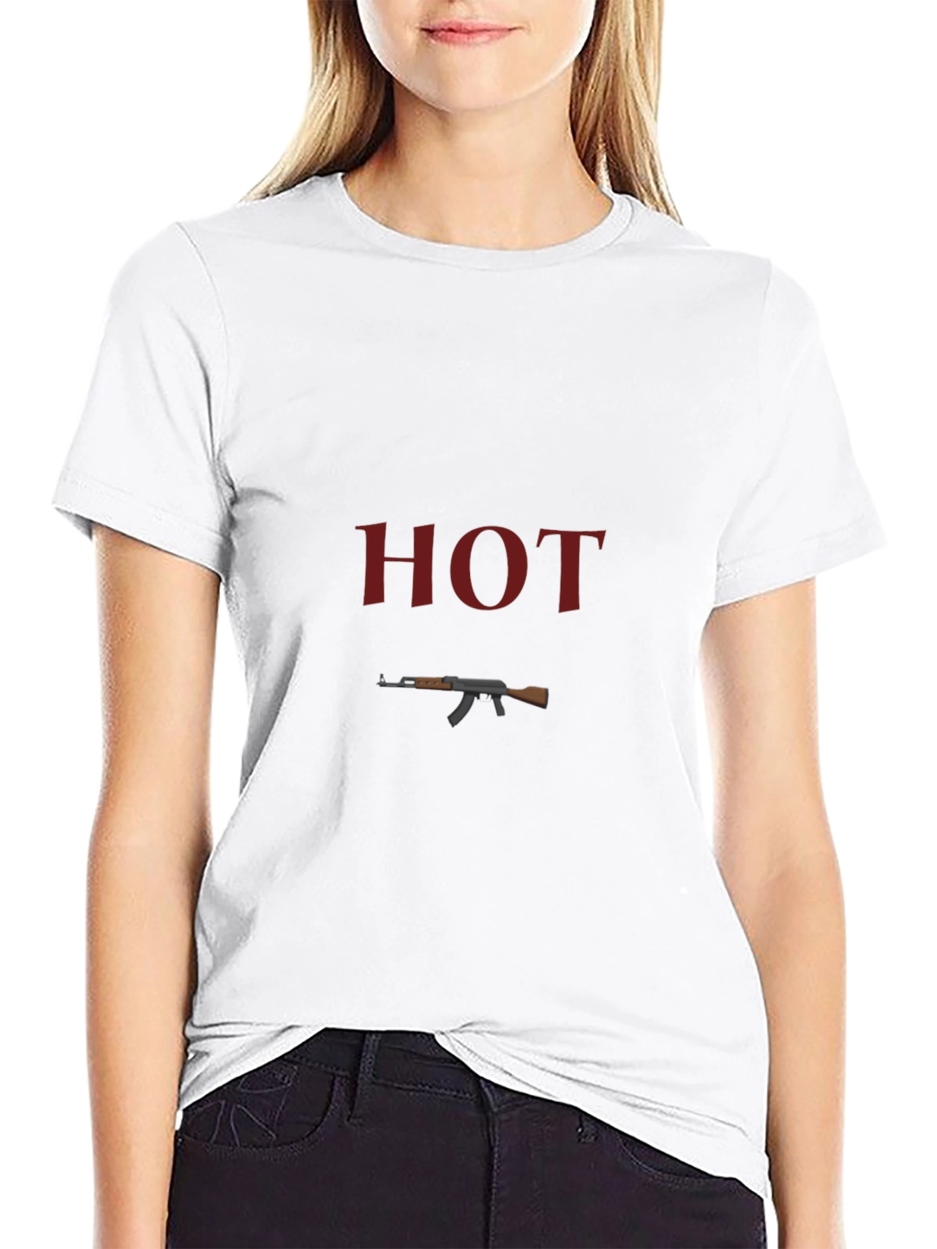 Hot AK-47 Graphic T-Shirt - Black Crew Neck