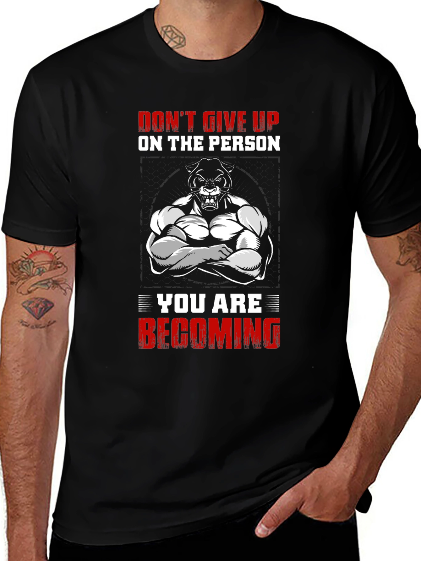 Motivational Bodybuilder Panther Graphic Tee