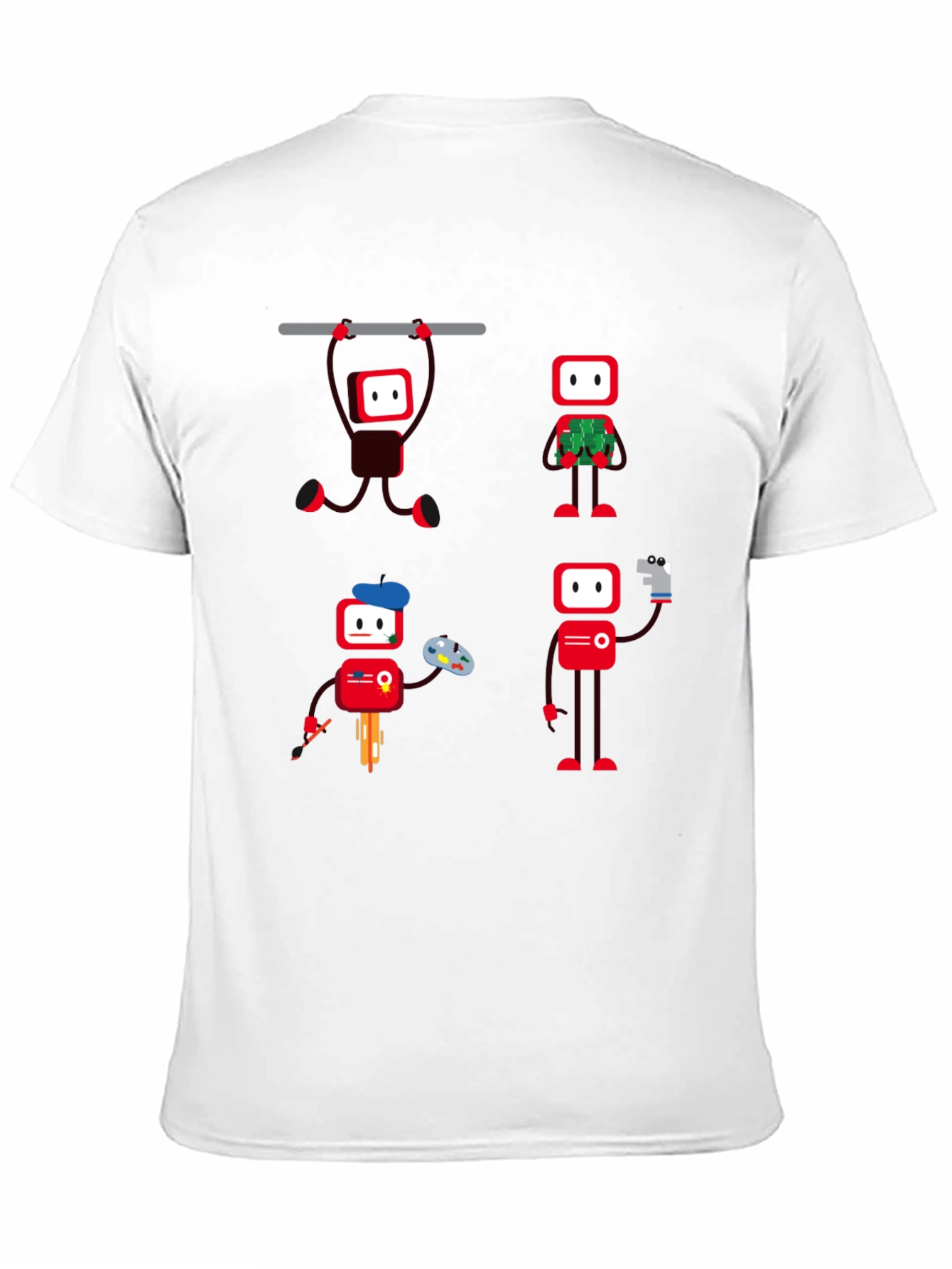 Quirky Robot Graphic T-Shirt - Black