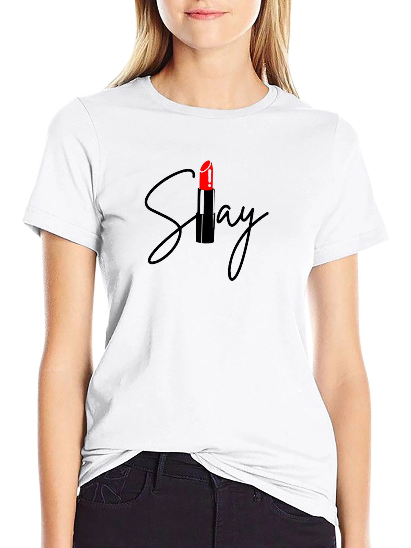 Slay Lipstick Graphic Tee - Stylish Unisex Black T-Shirt