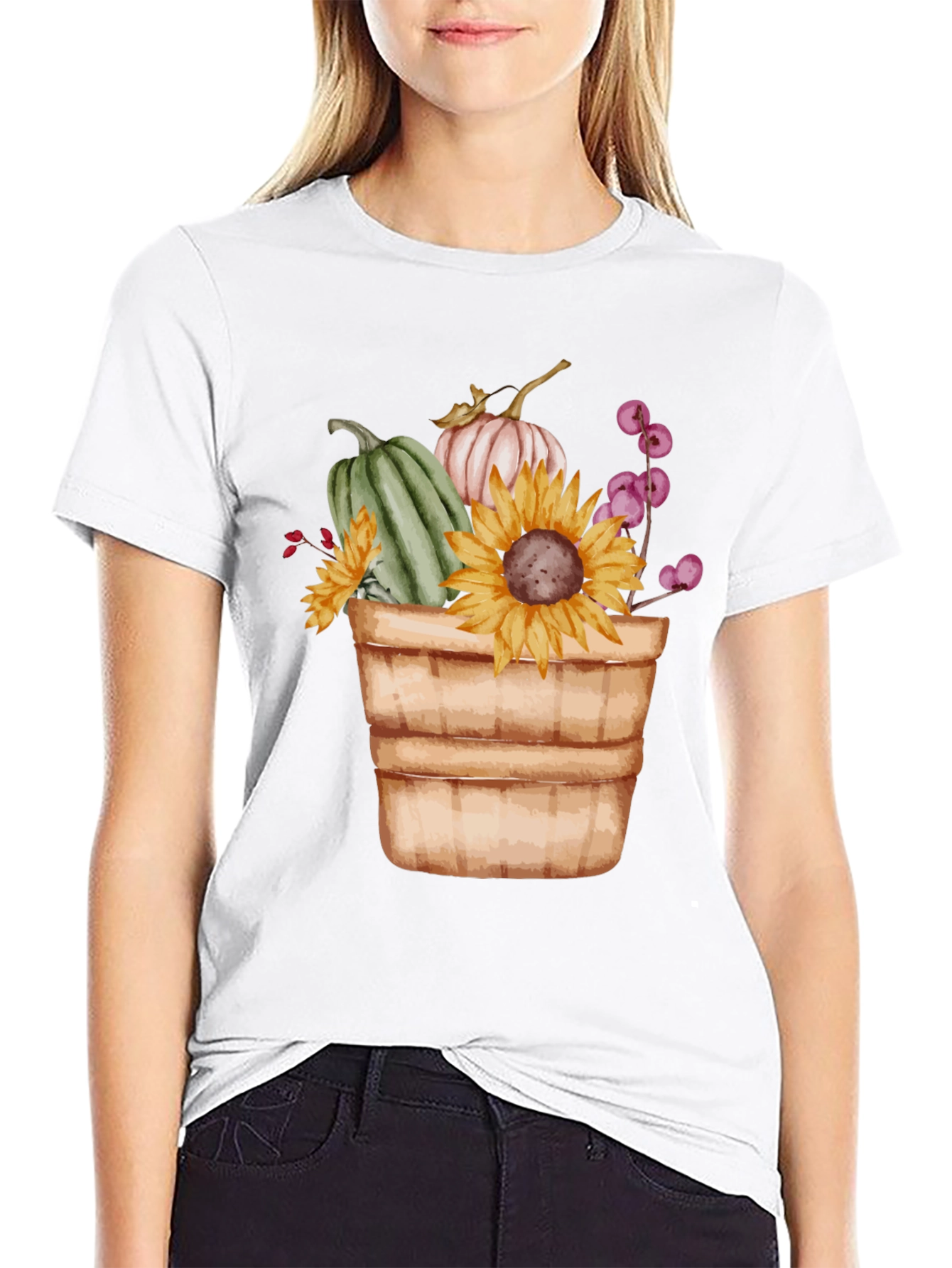 Autumn Harvest T-Shirt: Pumpkins & Sunflowers
