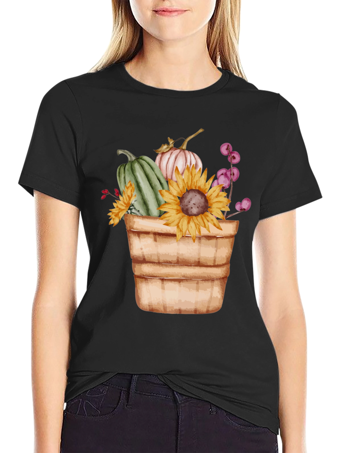 Autumn Harvest T-Shirt: Pumpkins & Sunflowers