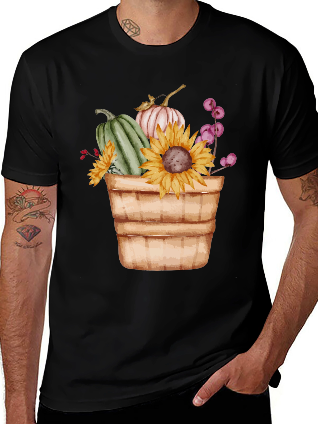 Autumn Harvest T-Shirt: Pumpkins & Sunflowers