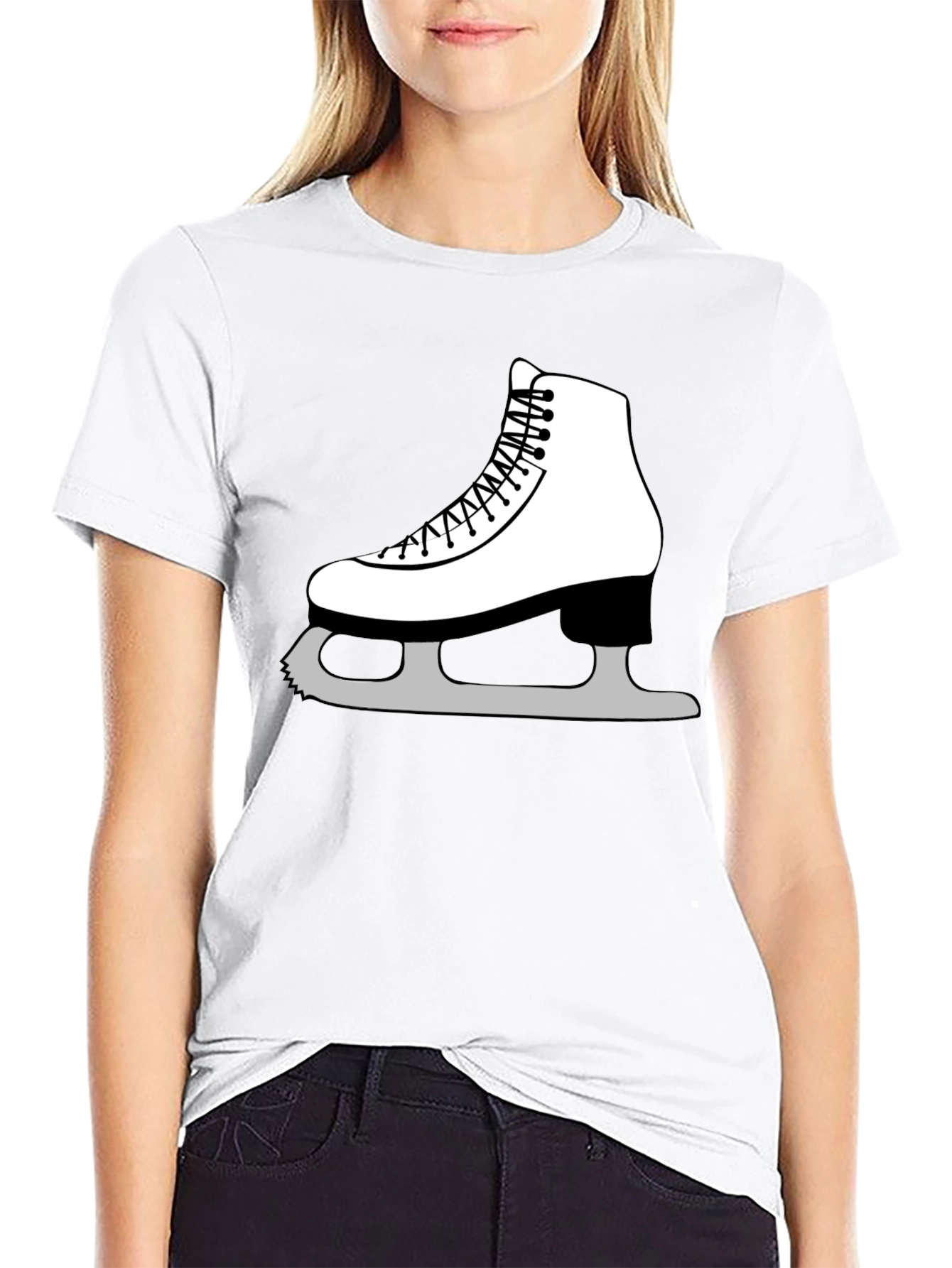 Ice Skating Graphic Tee - Black Cotton T-Shirt