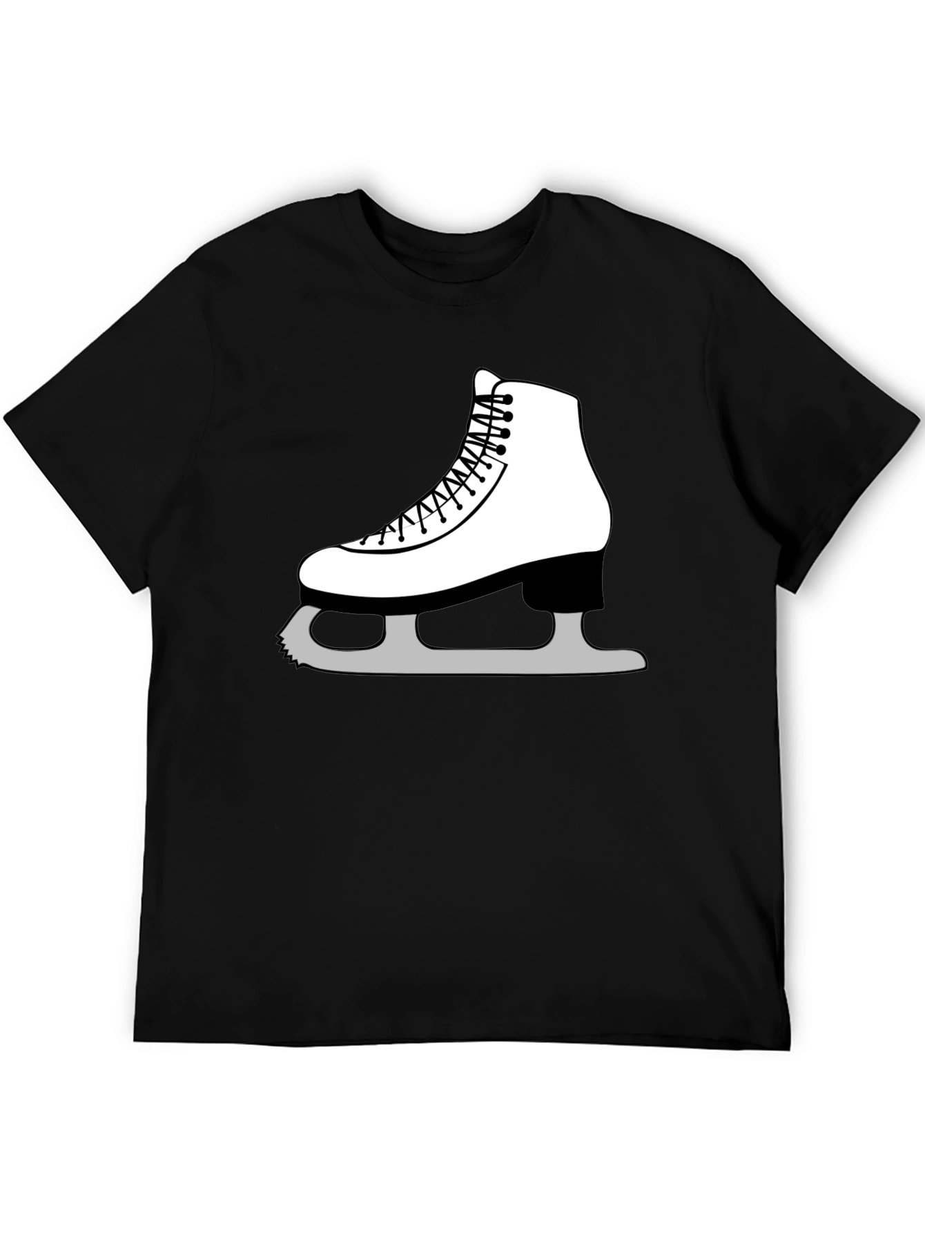Ice Skating Graphic Tee - Black Cotton T-Shirt