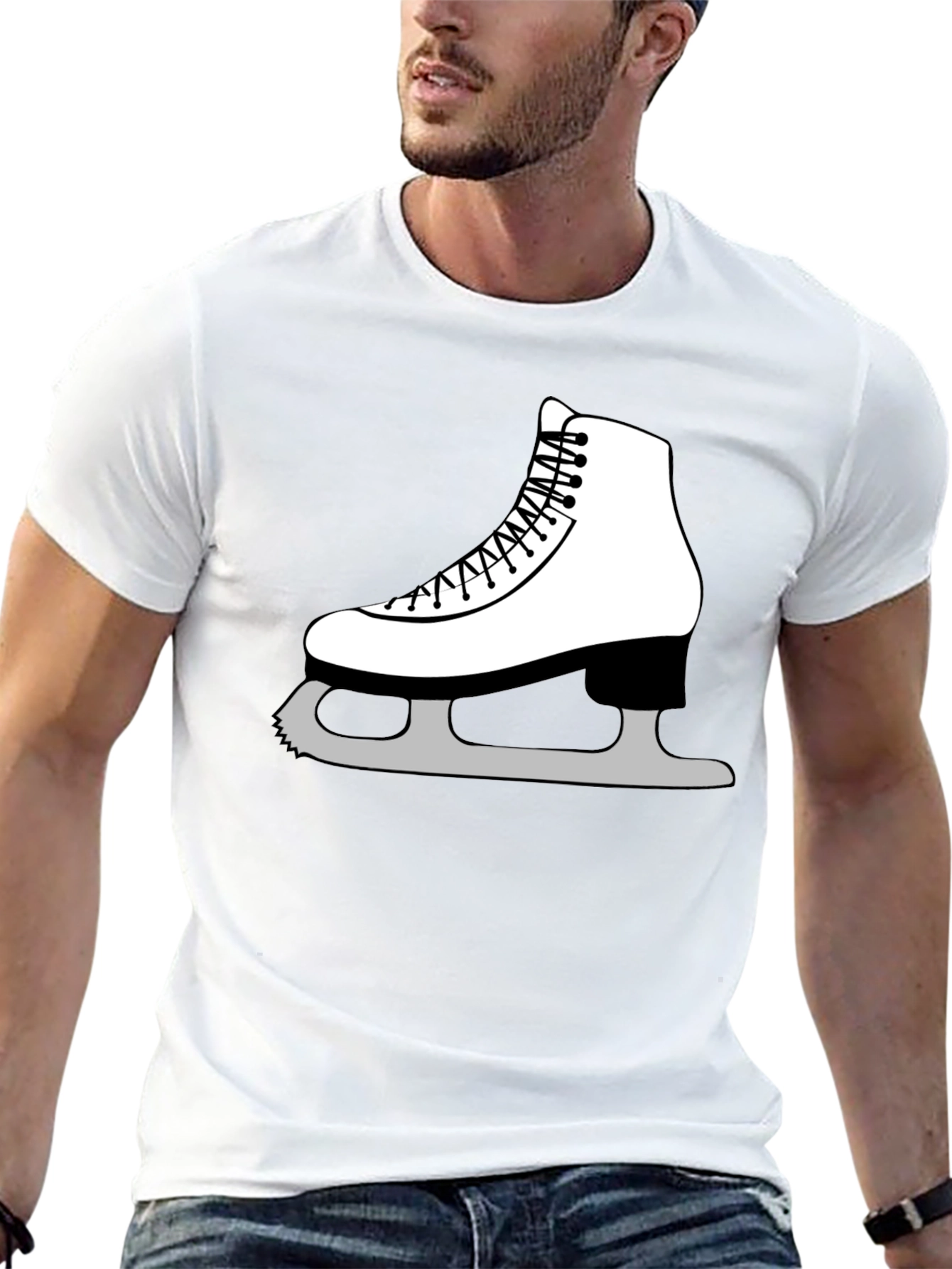 Ice Skating Graphic Tee - Black Cotton T-Shirt