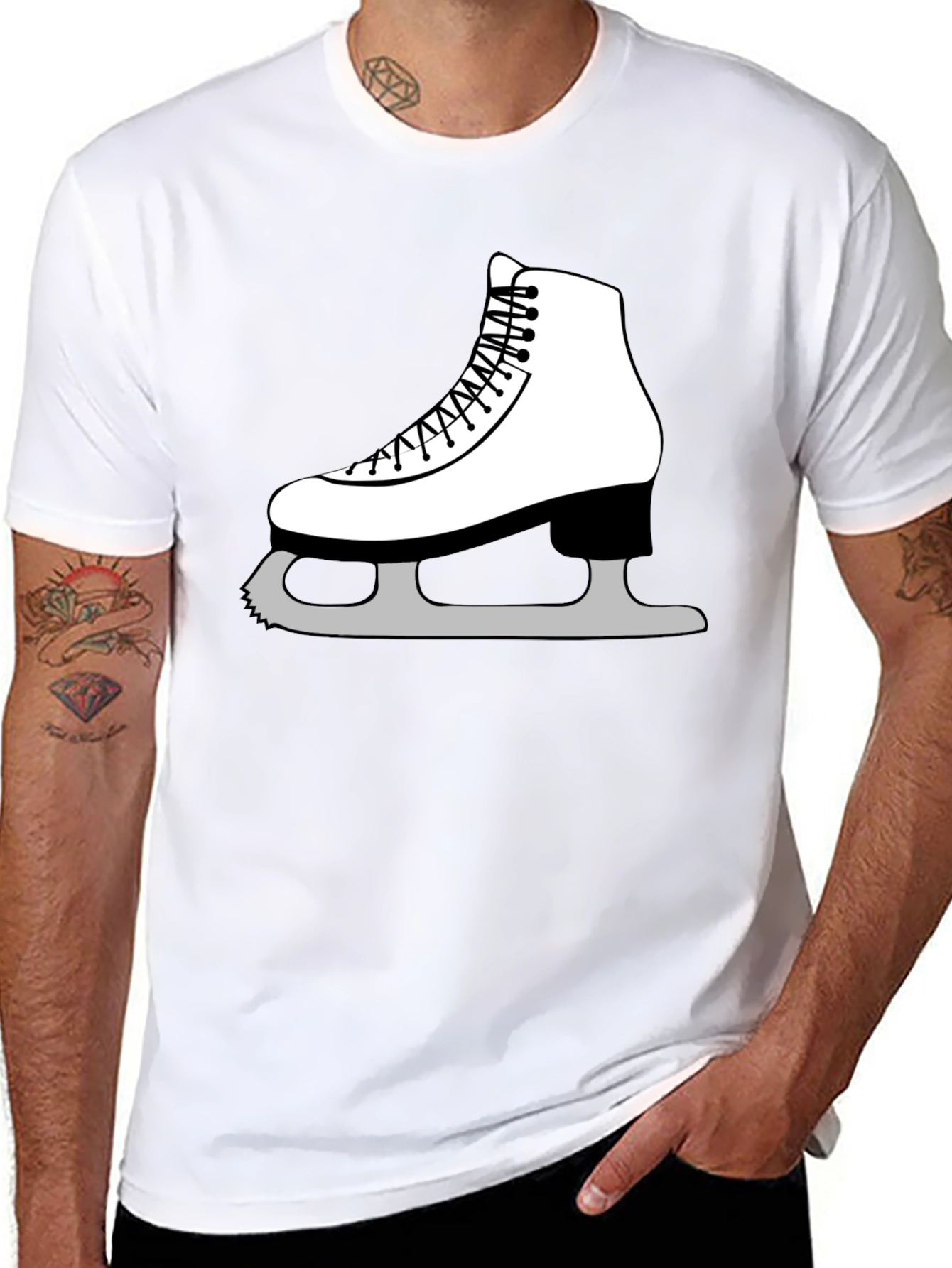 Ice Skating Graphic Tee - Black Cotton T-Shirt
