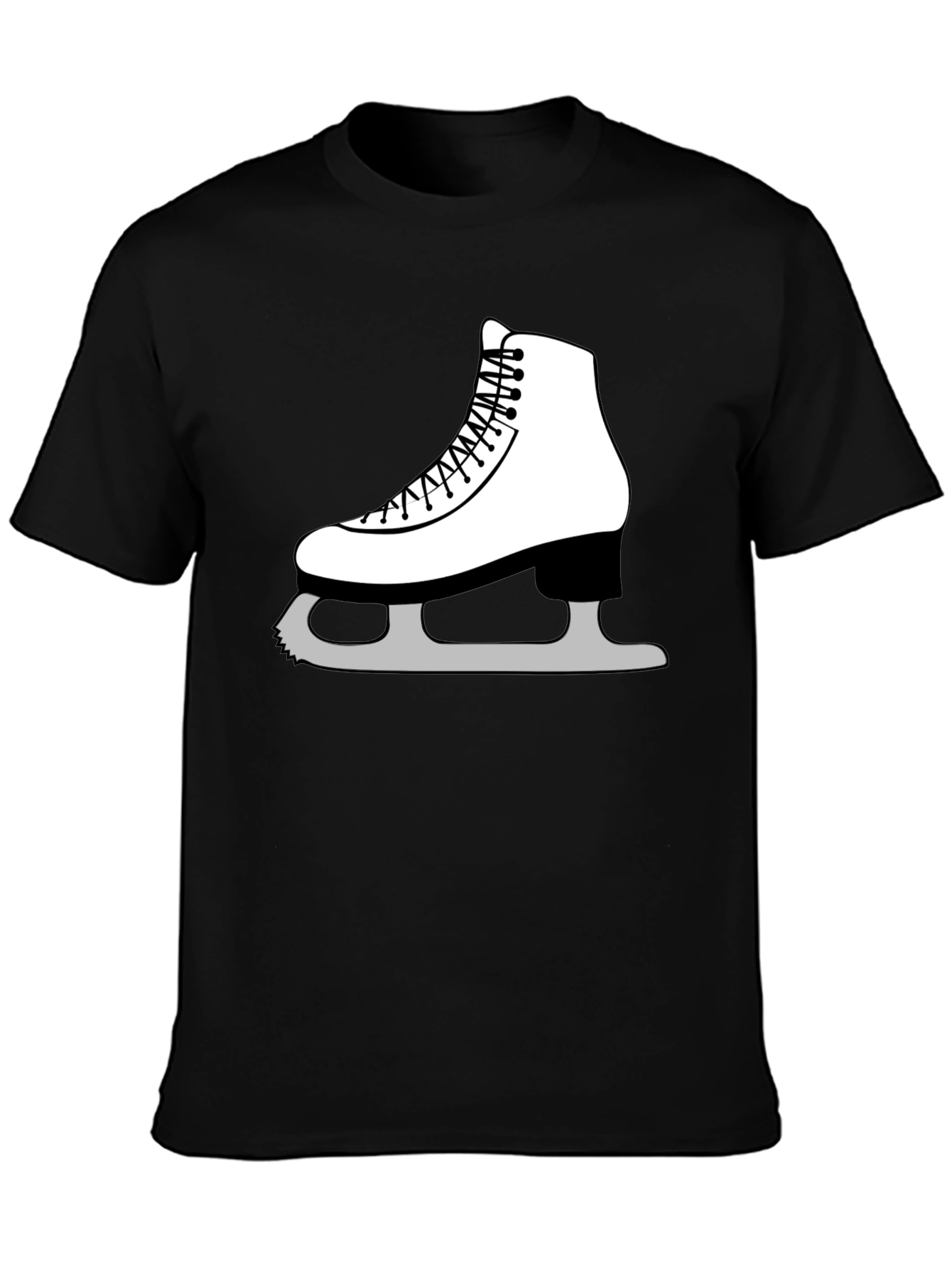 Ice Skating Graphic Tee - Black Cotton T-Shirt