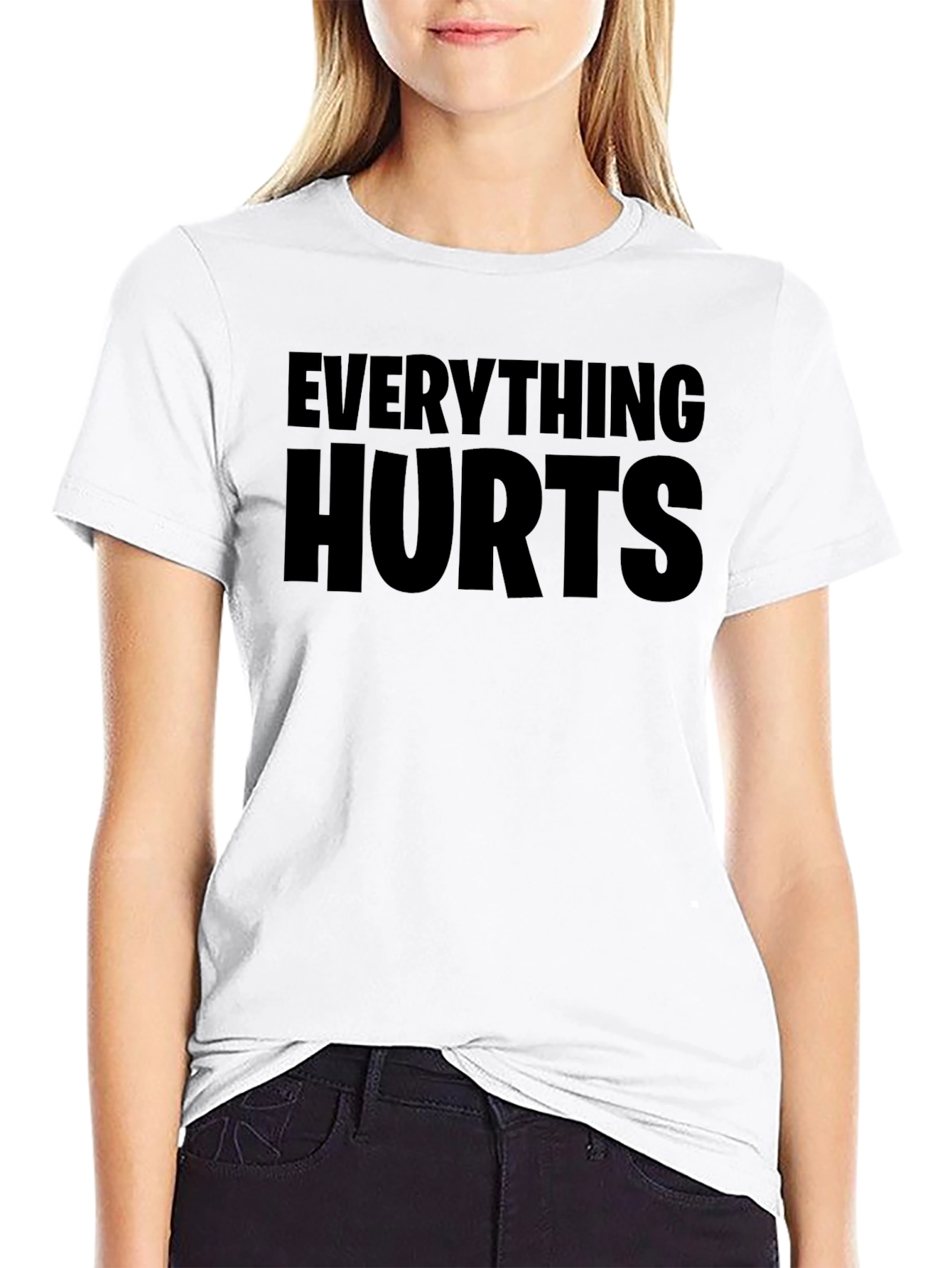Everything Hurts Funny Black Graphic Tee Shirt