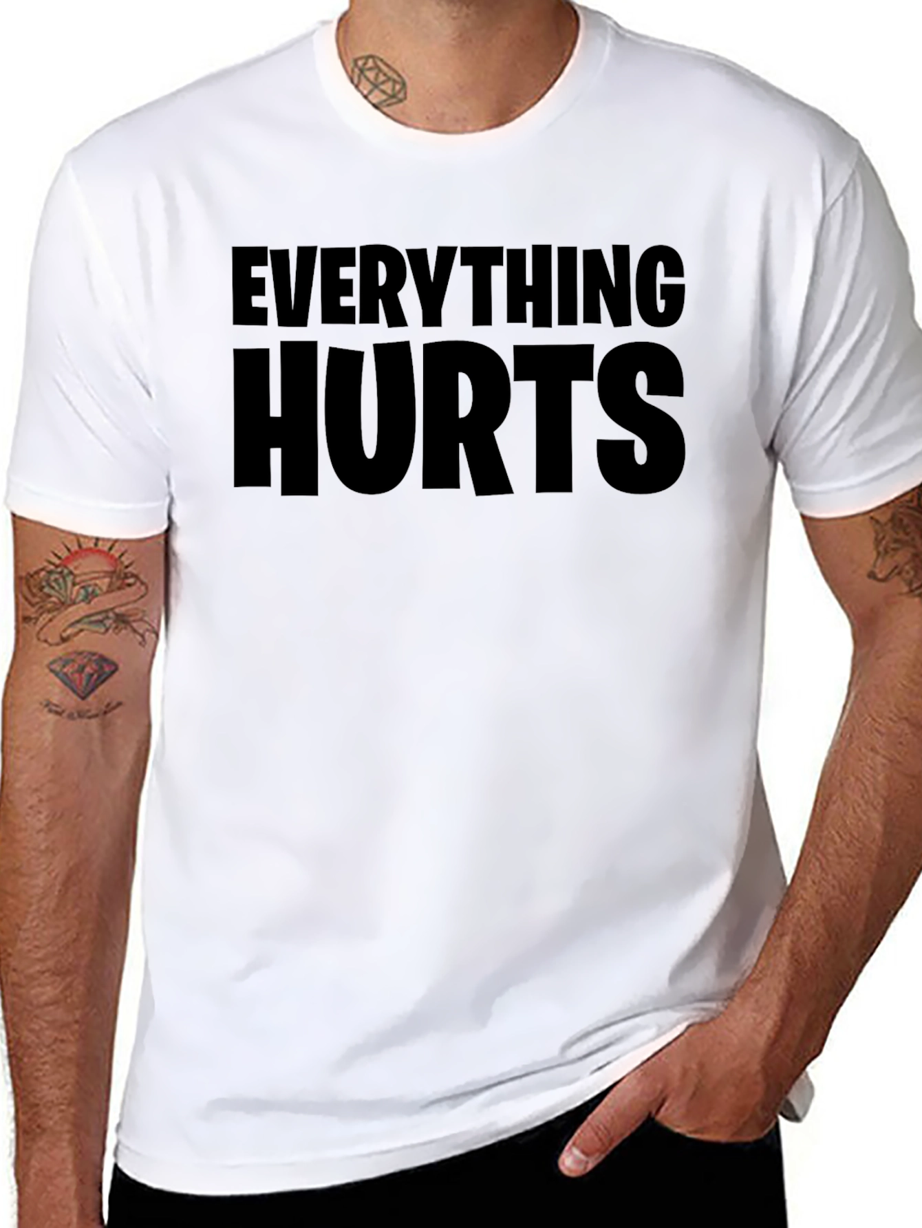 Everything Hurts Funny Black Graphic Tee Shirt