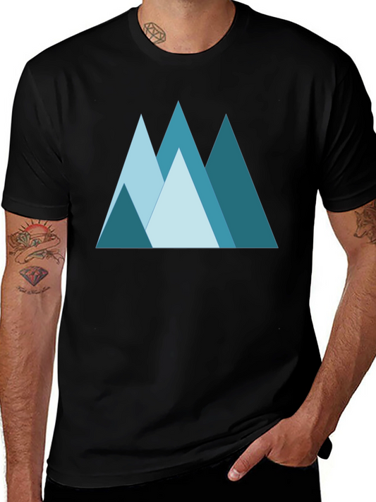 Geometric Mountain Graphic Tee - Black