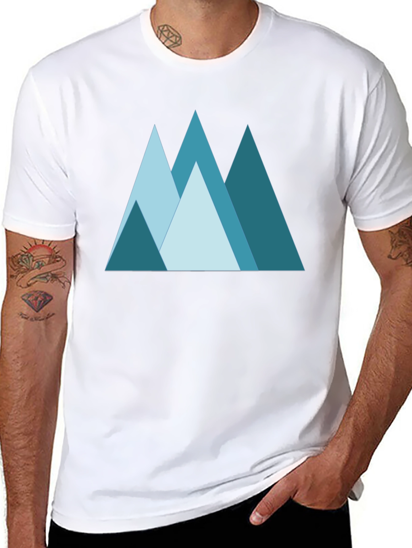 Geometric Mountain Graphic Tee - Black