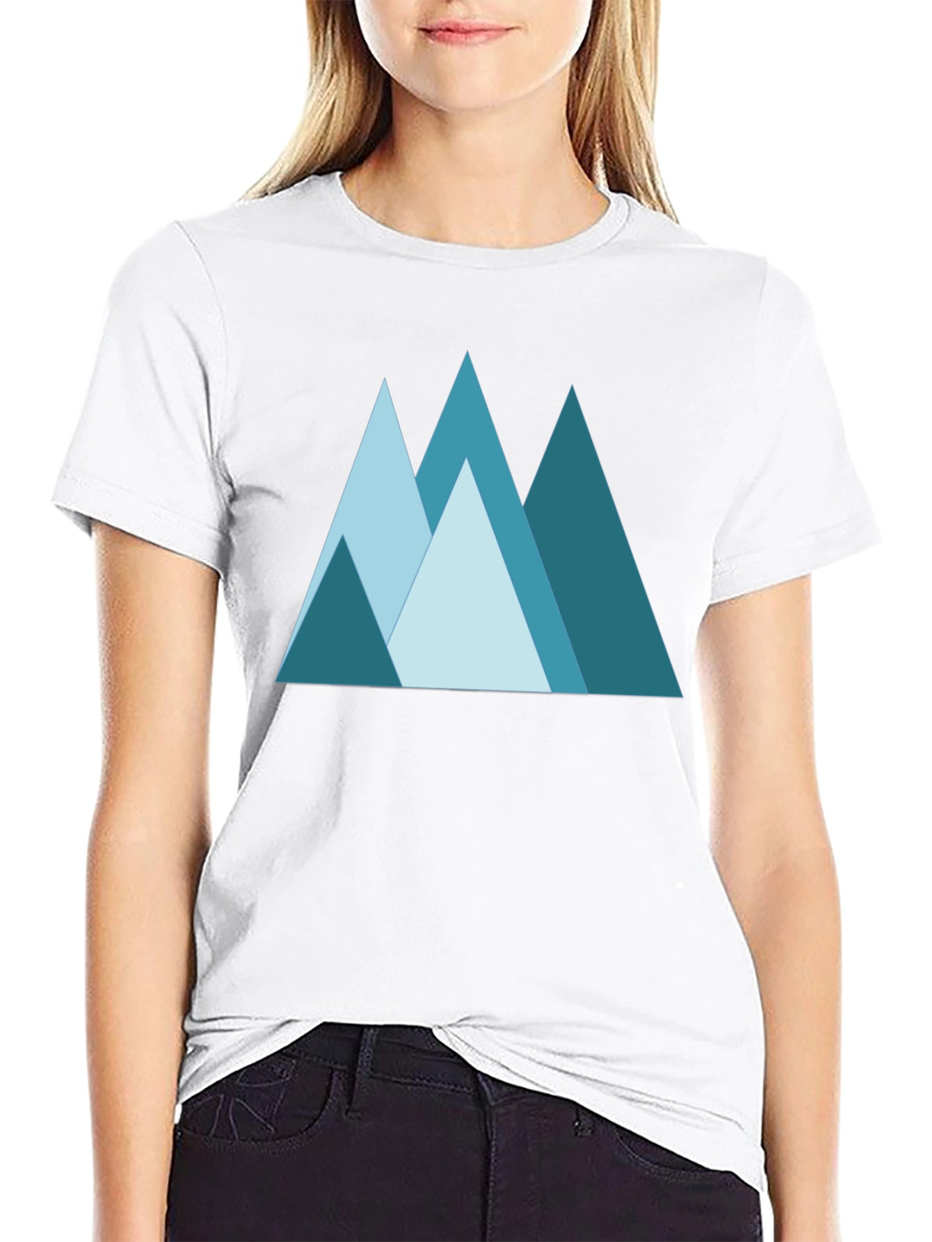 Geometric Mountain Graphic Tee - Black