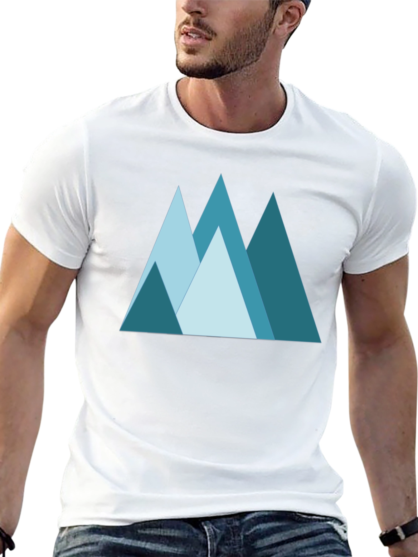 Geometric Mountain Graphic Tee - Black