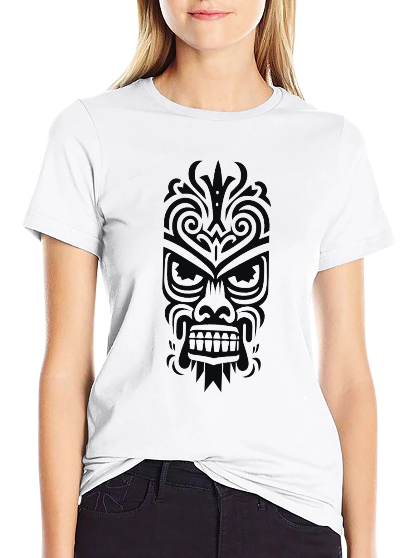 Tribal Mask Graphic Tee - Black