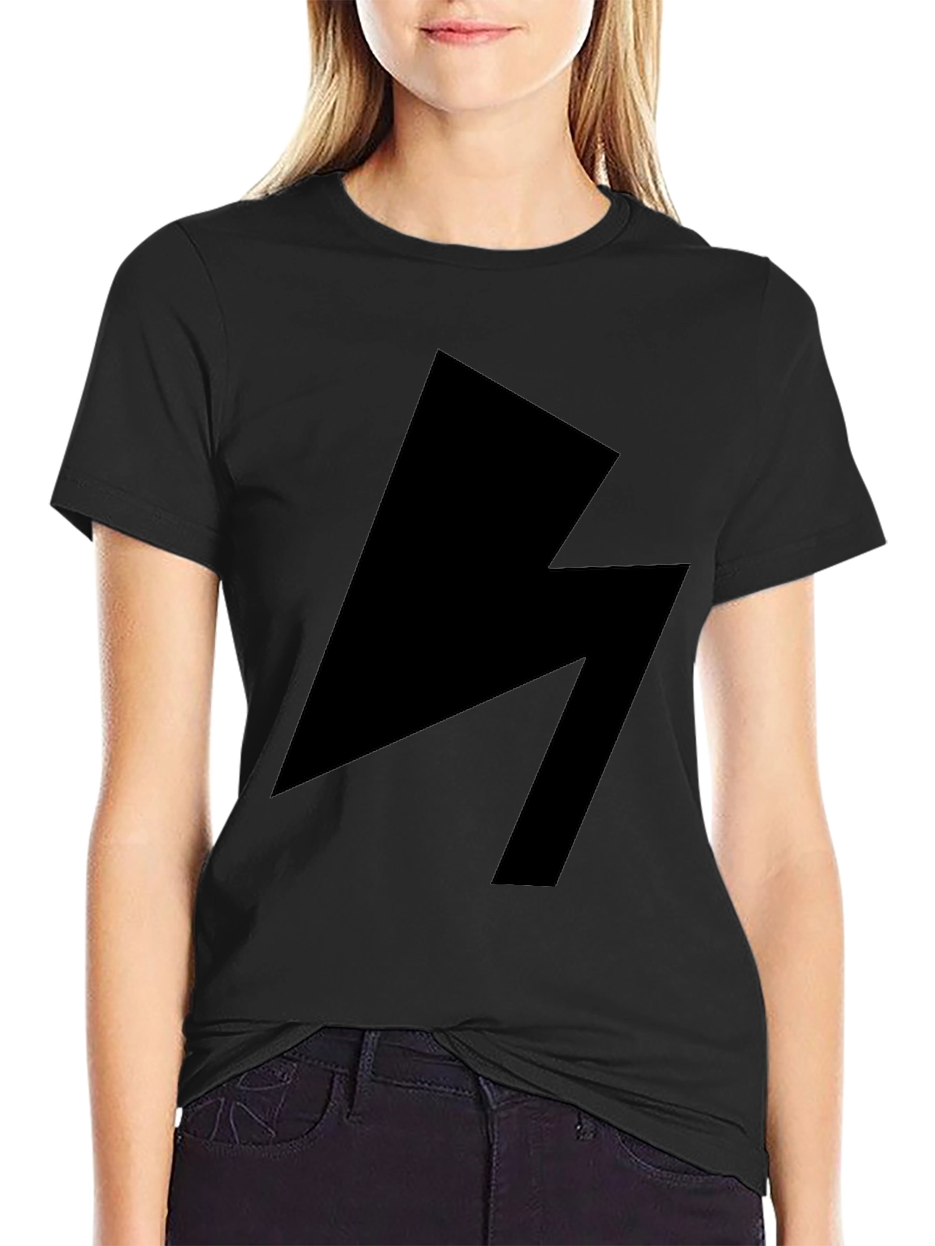 Black Lightning Bolt Graphic Tee - Modern Style