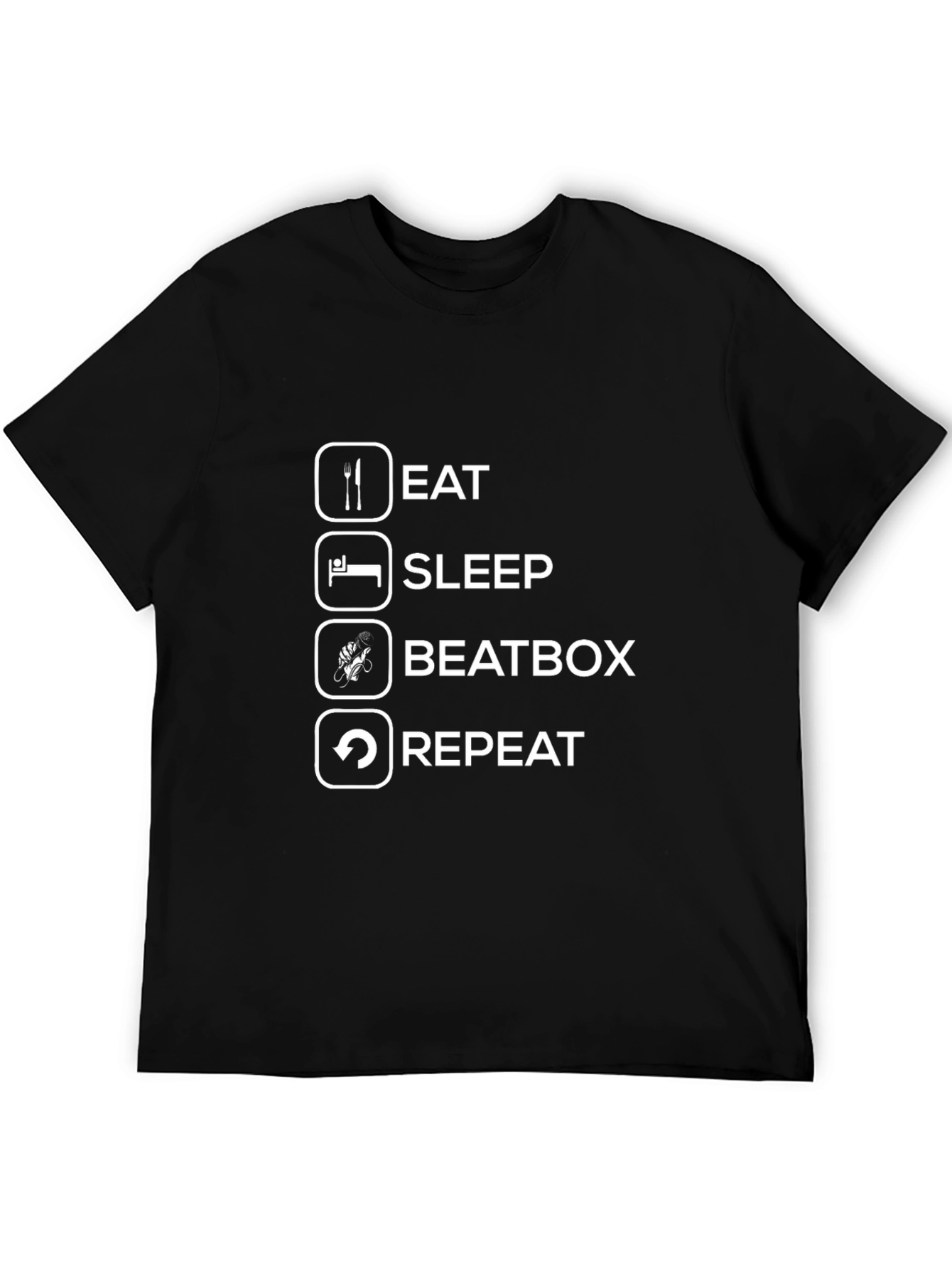 Eat Sleep Beatbox Repeat Black T-Shirt
