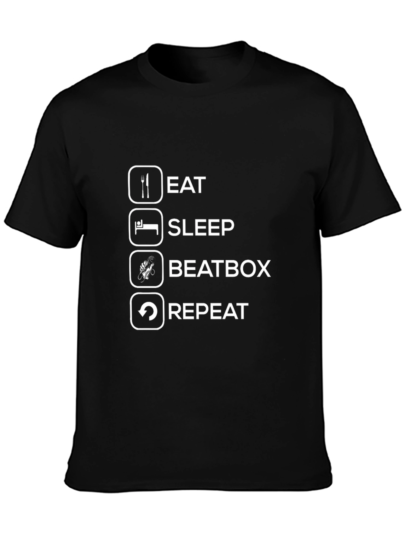 Eat Sleep Beatbox Repeat Black T-Shirt