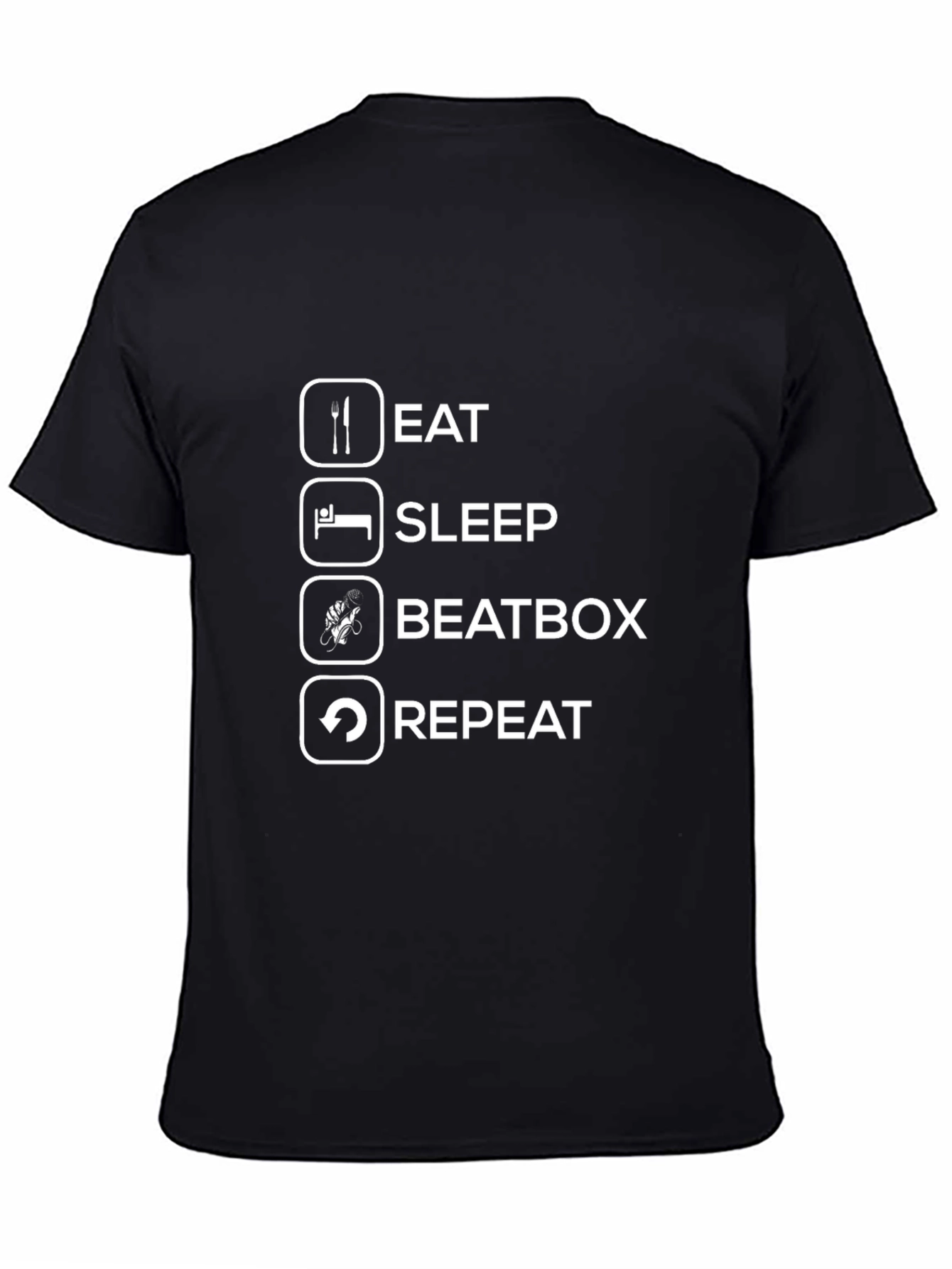 Eat Sleep Beatbox Repeat Black T-Shirt