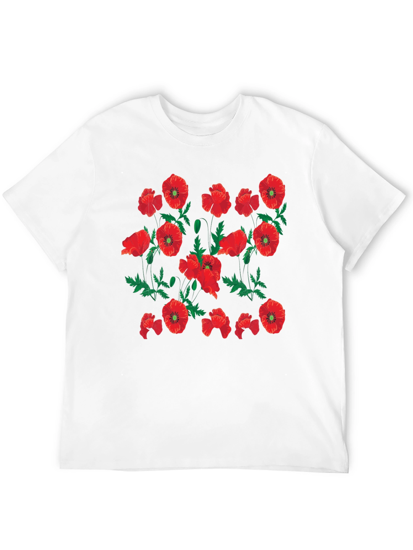 Poppy Print Black T-Shirt
