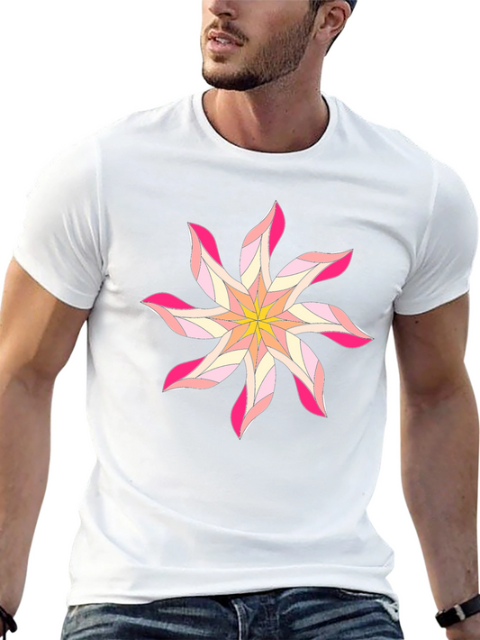 Black T-Shirt with Colorful Flower Design