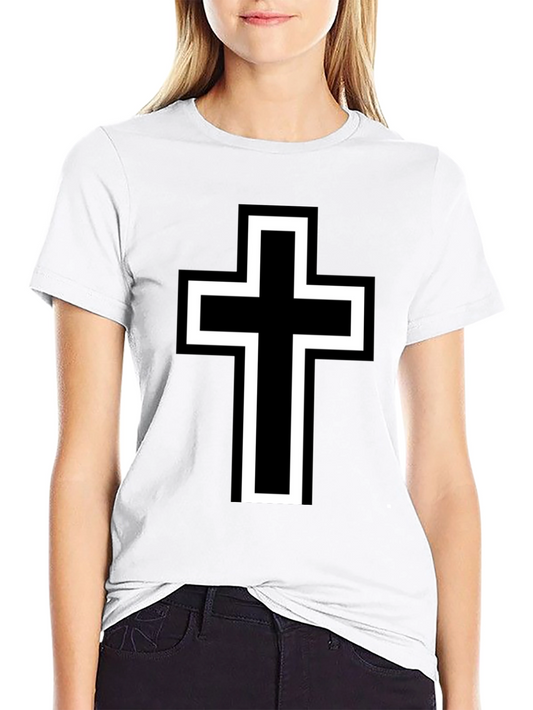 Bold Cross Graphic Tee - Classic Black Cotton Shirt