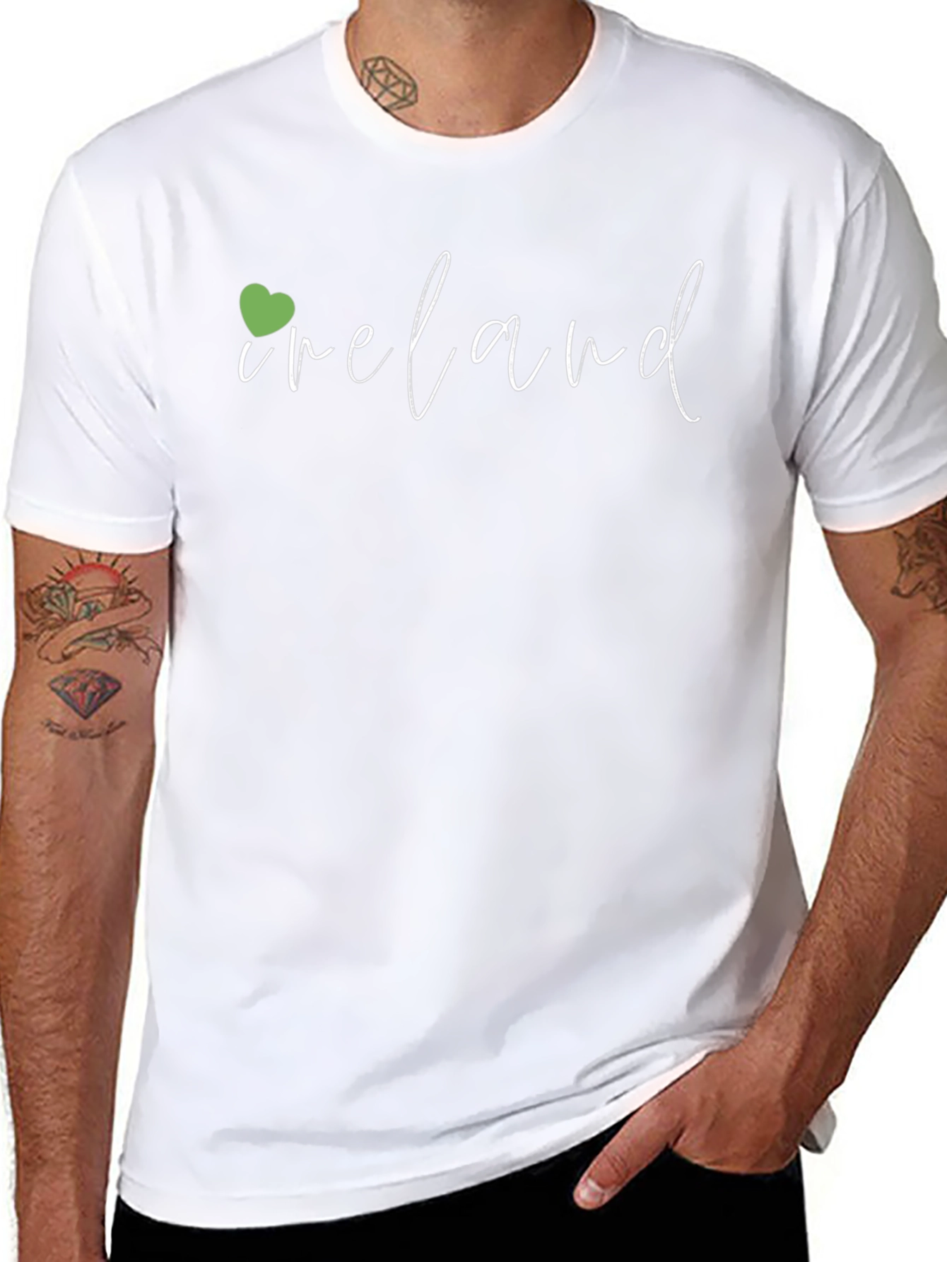 Ireland Shamrock Heart Graphic Tee - Black