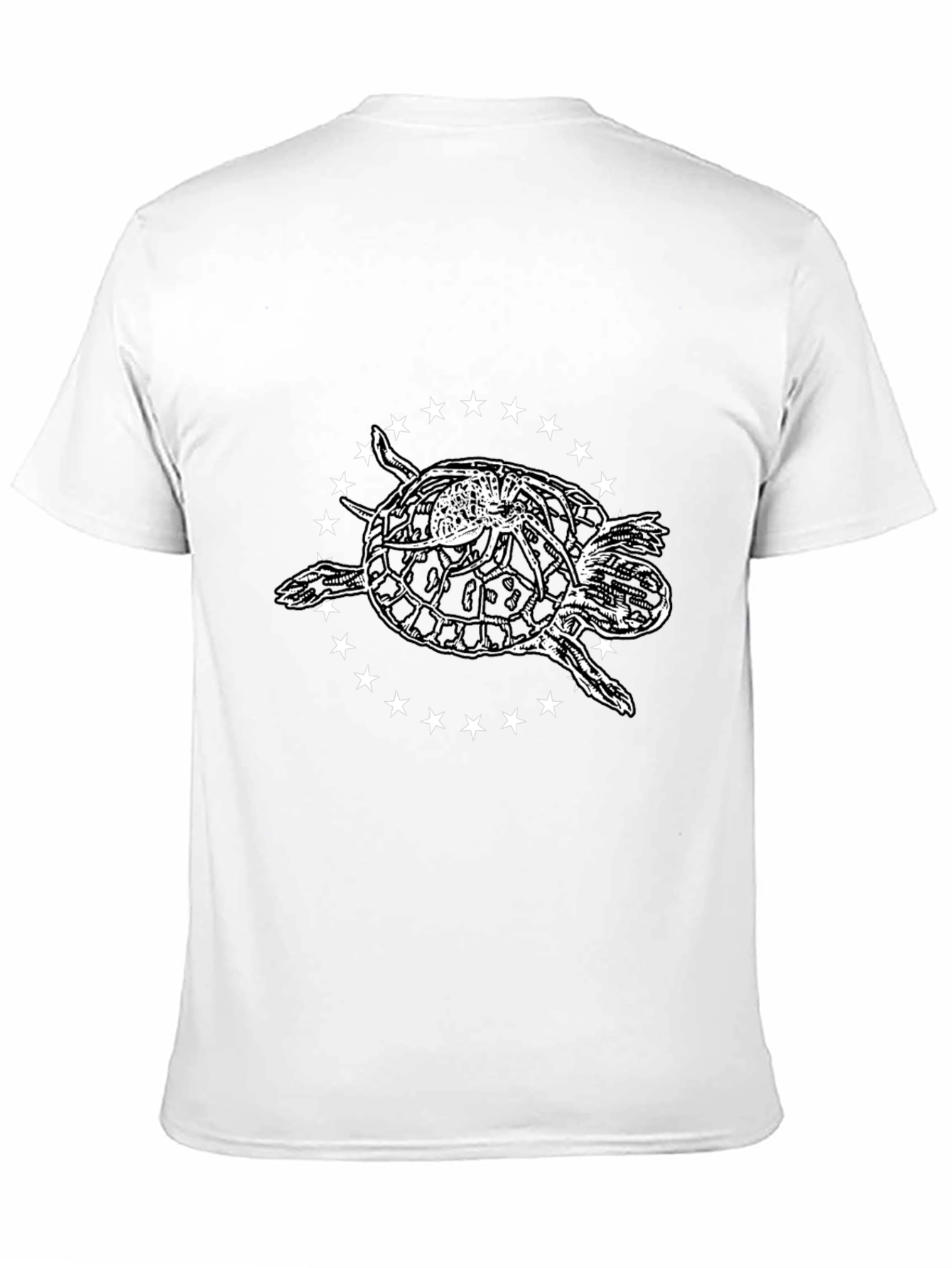 Sea Turtle Star Circle Graphic Tee - Black