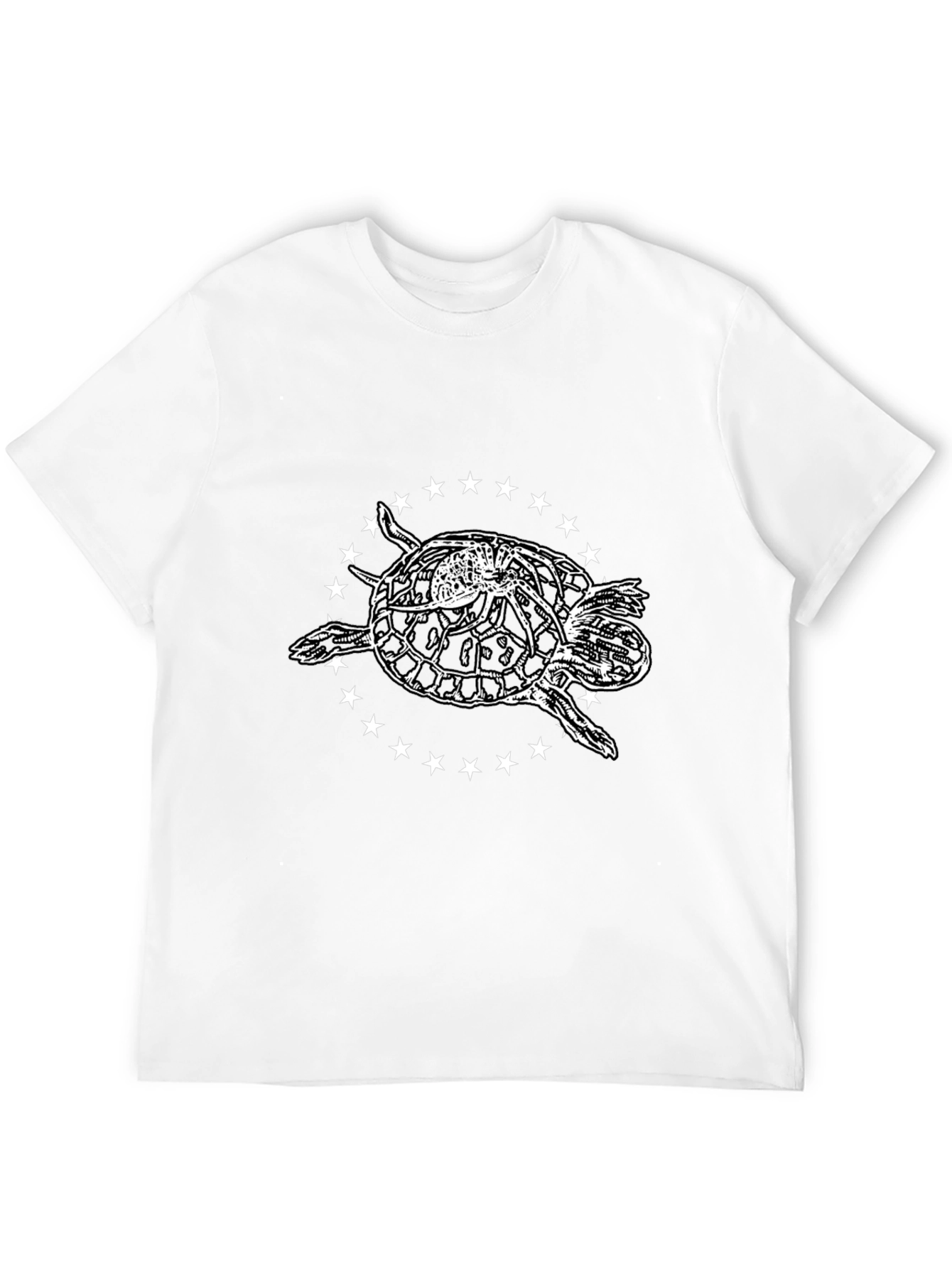 Sea Turtle Star Circle Graphic Tee - Black