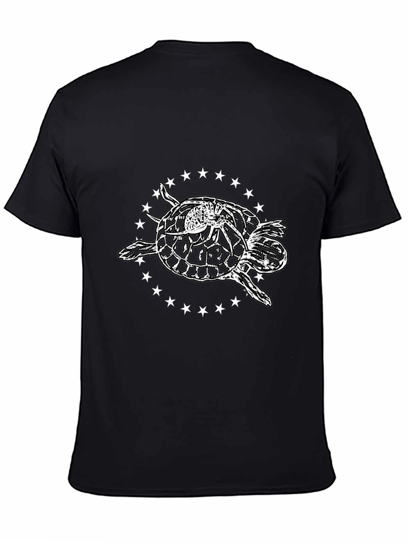 Sea Turtle Star Circle Graphic Tee - Black