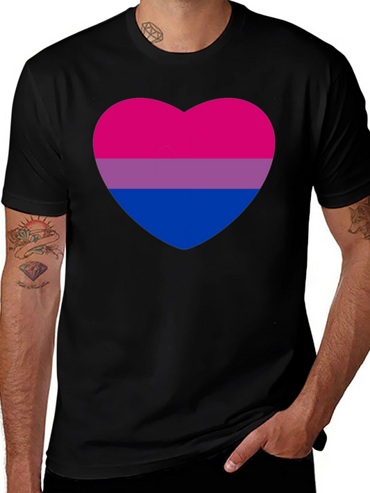 Bisexual Pride Heart Graphic Tee - Black