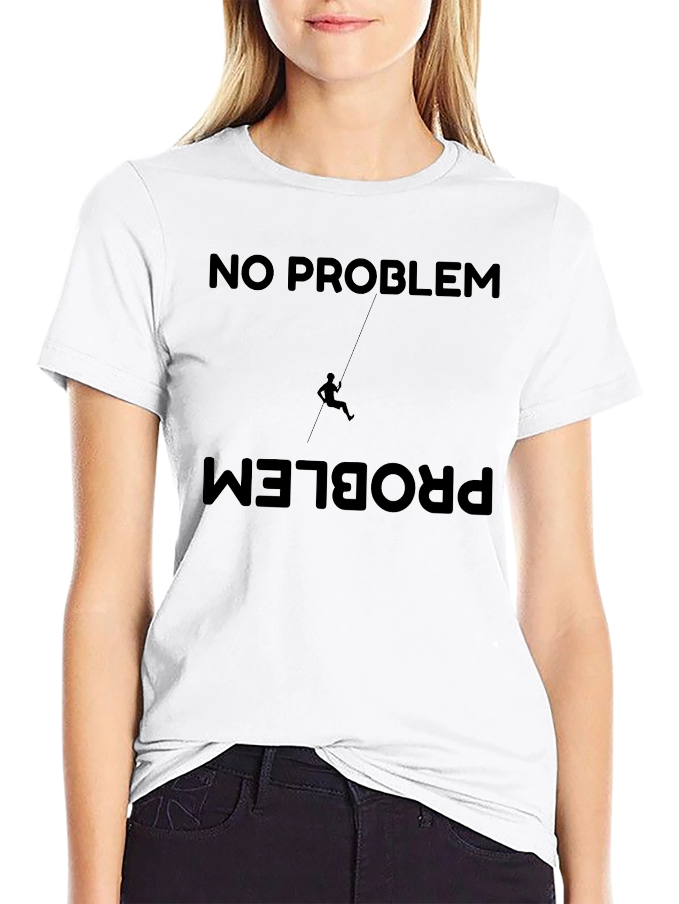 No Problem Climber Graphic Tee - Black Cotton Shirt