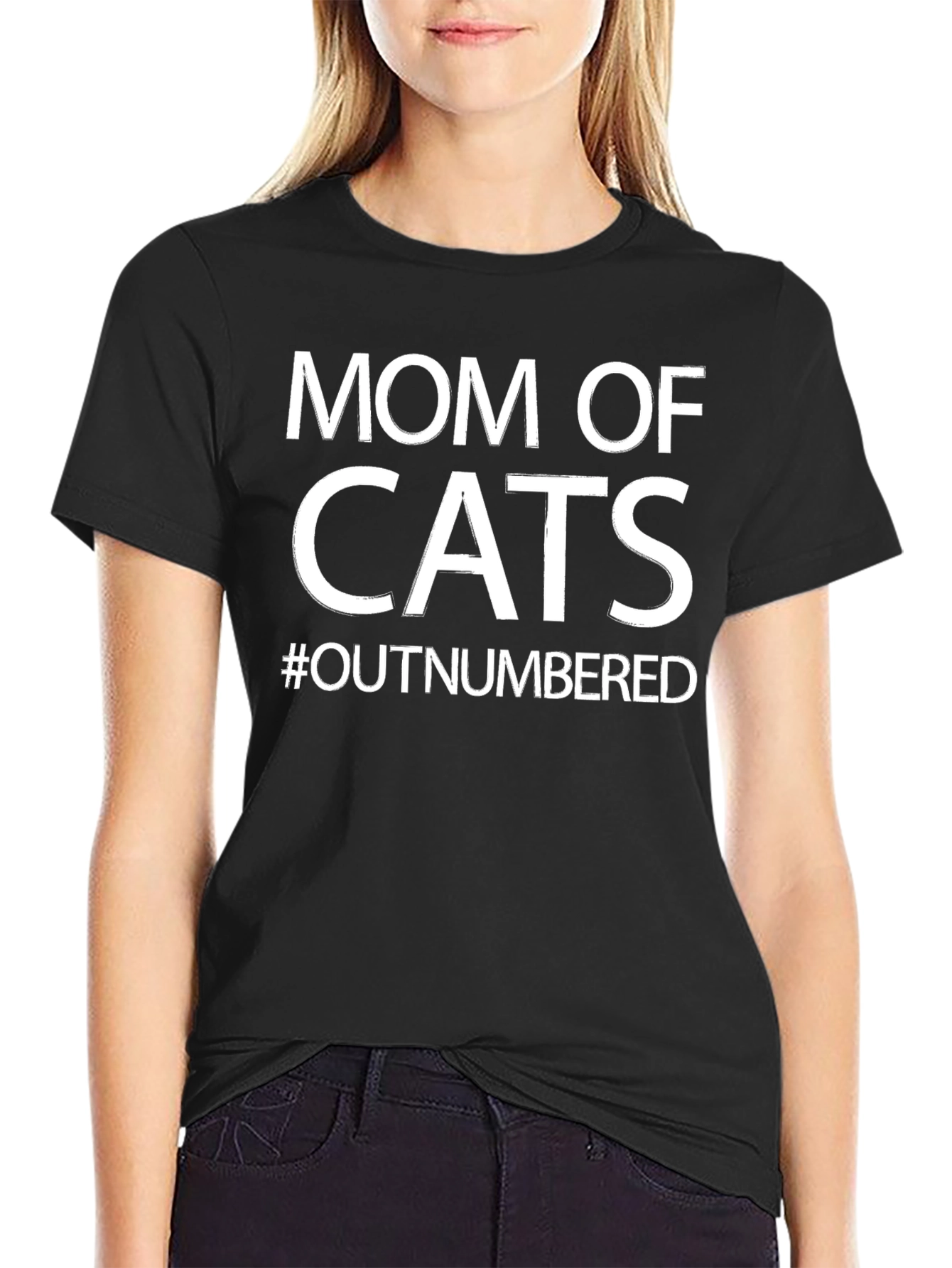 Mom of Cats T-Shirt - #Outnumbered