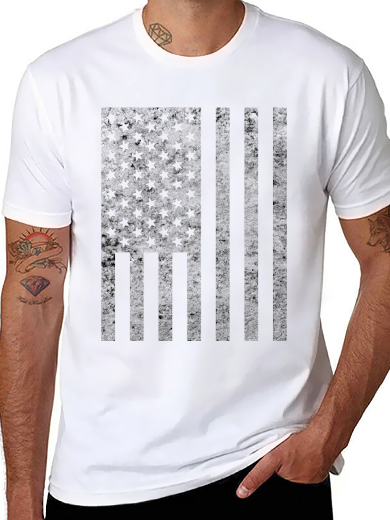 Blacked Out American Flag Graphic T-Shirt