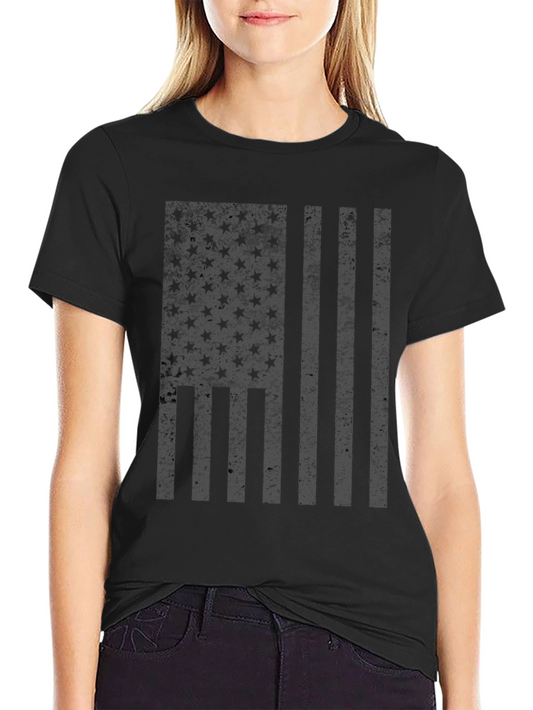 Blacked Out American Flag Graphic T-Shirt