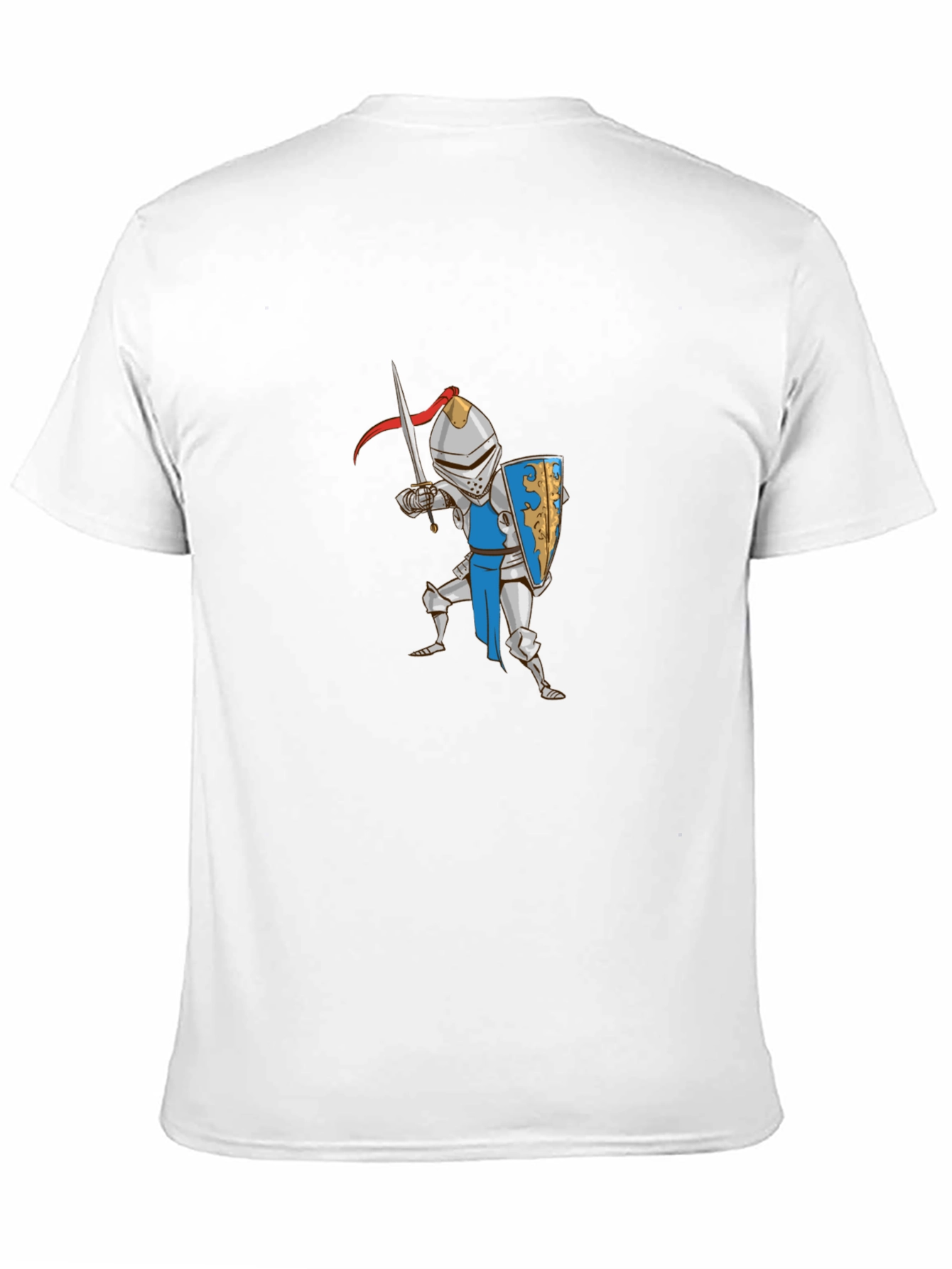 Cartoon Knight Graphic Tee - Black Cotton T-Shirt