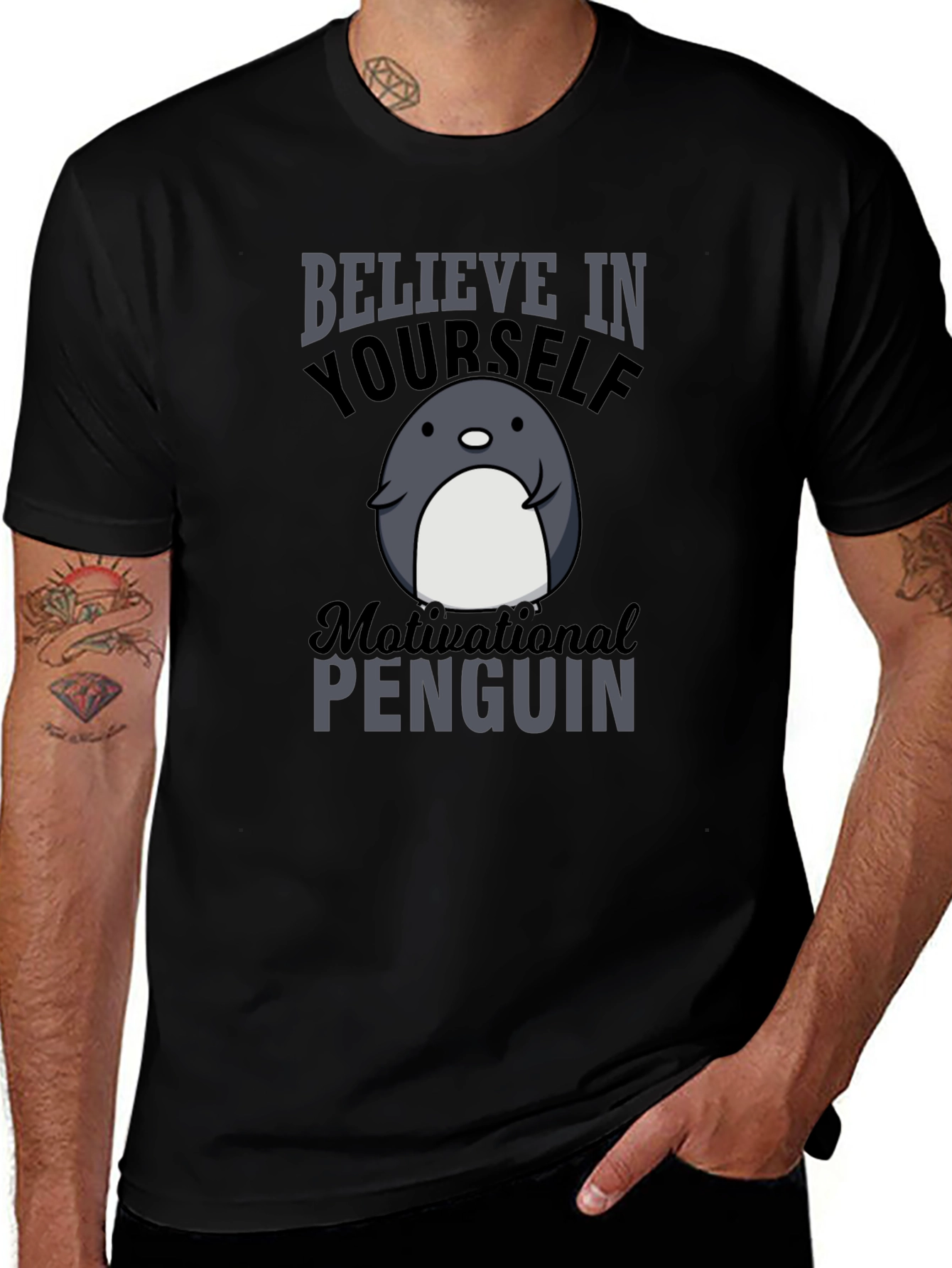 Motivational Penguin Graphic T-Shirt
