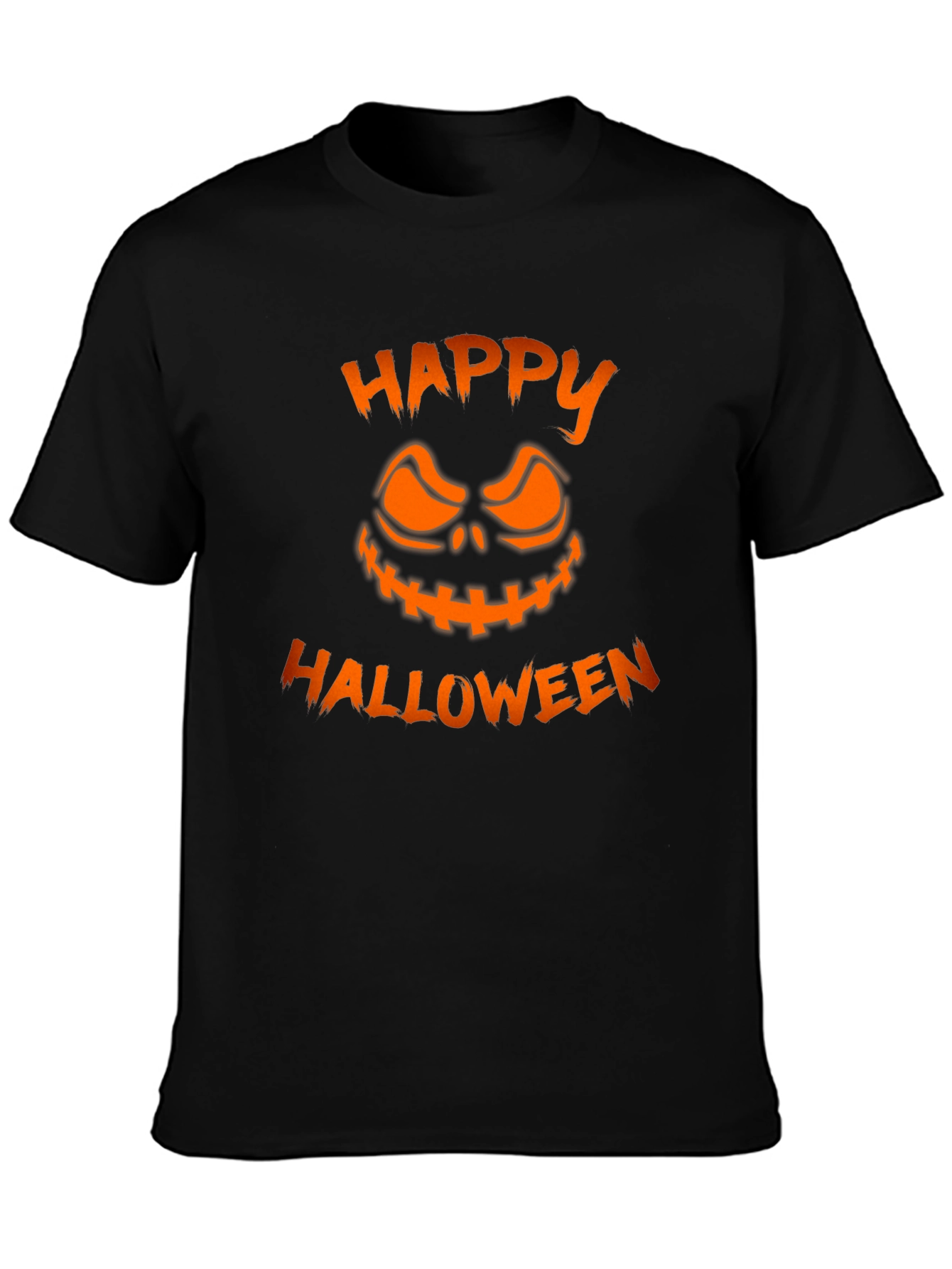 Happy Halloween Pumpkin Face Graphic Tee - Black
