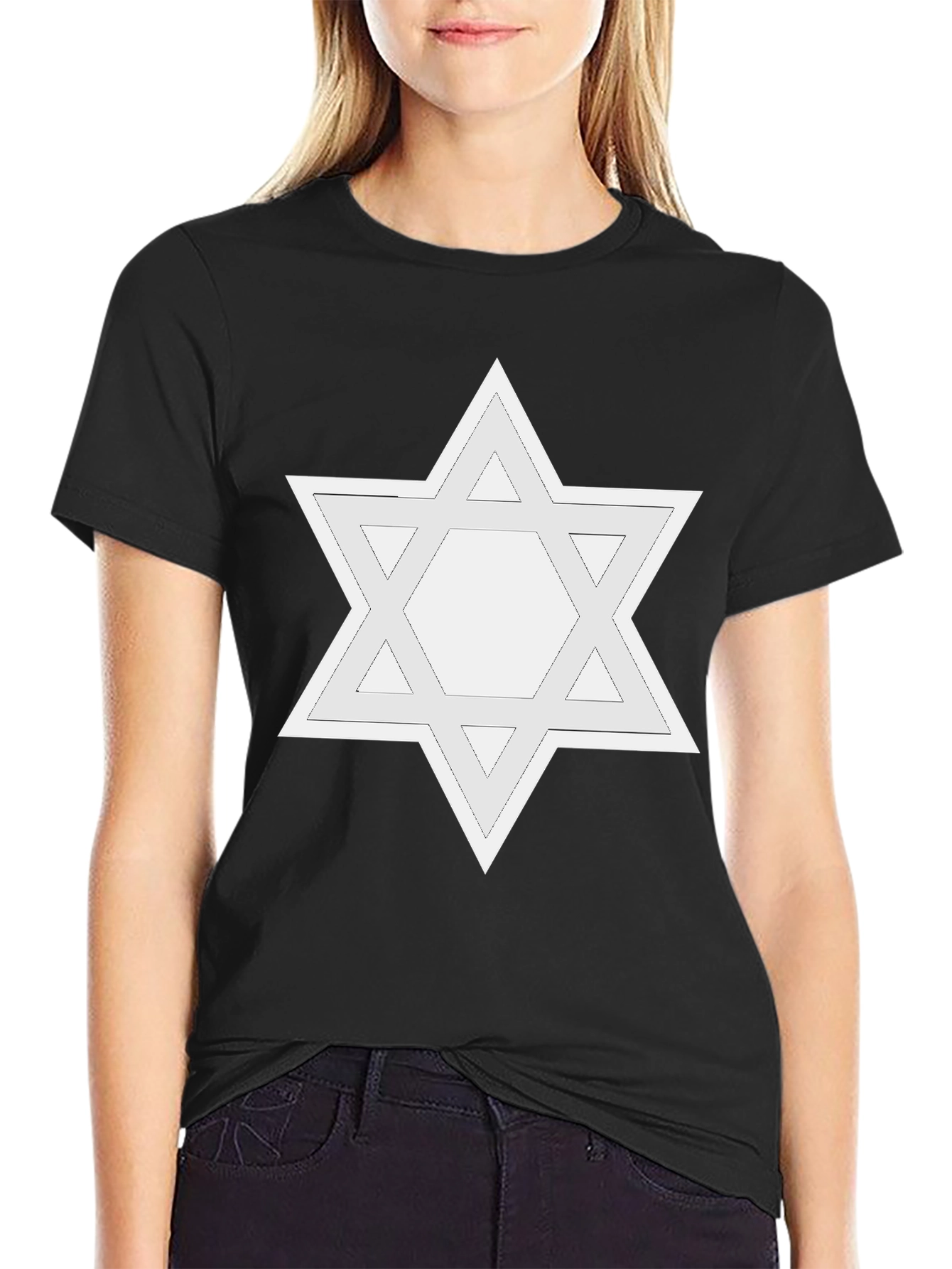 Star of David Graphic Tee - Black Cotton T-Shirt