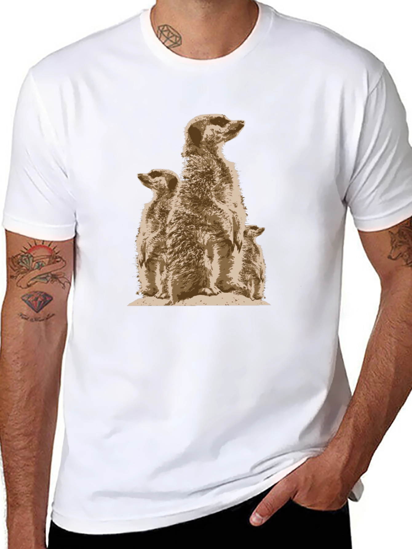 Meerkat Family Graphic Tee - Unique Animal Design