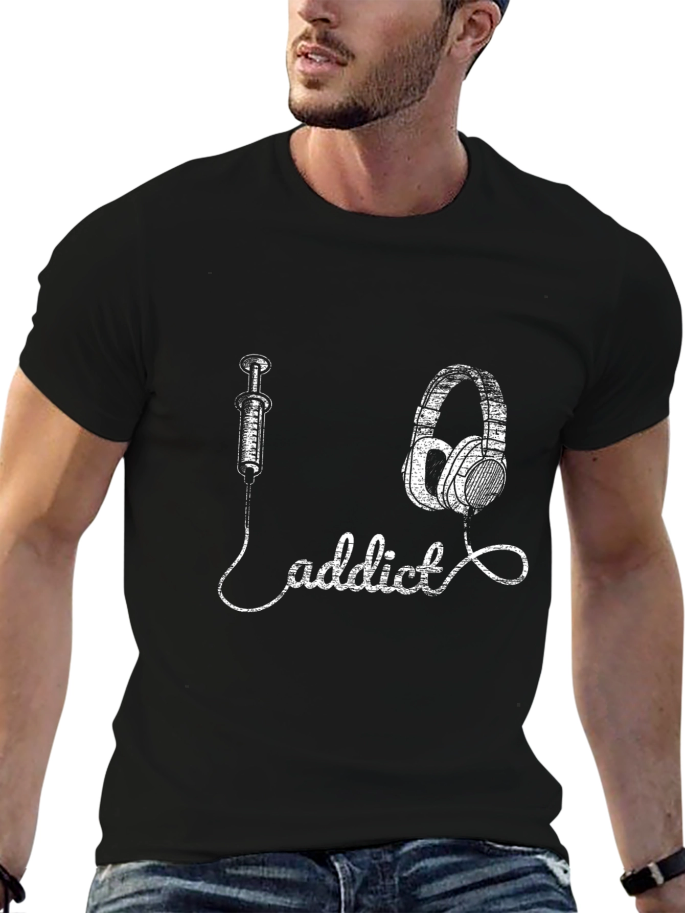 Music Addict T-Shirt: Inject the Beat Headphones Graphic Tee