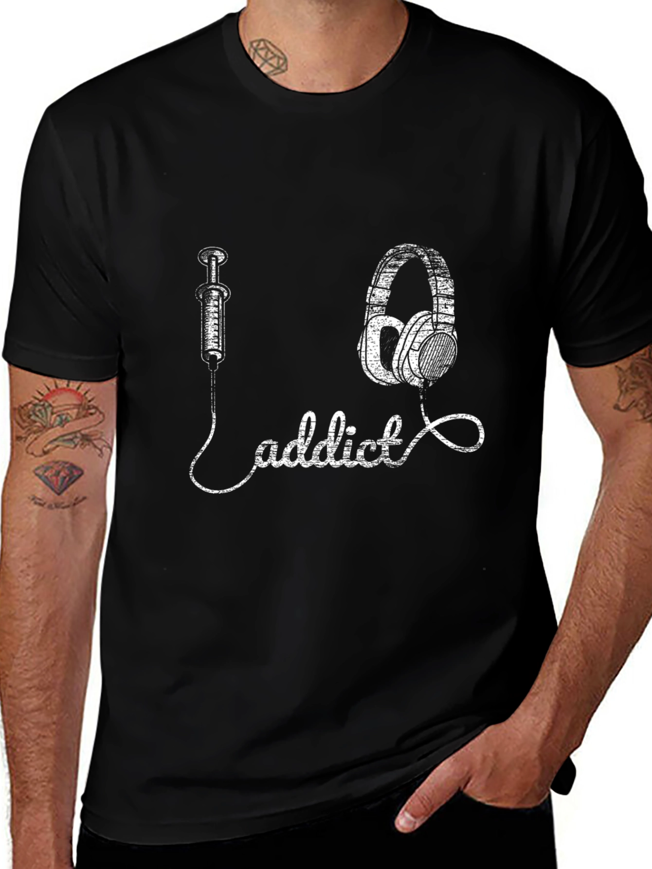 Music Addict T-Shirt: Inject the Beat Headphones Graphic Tee