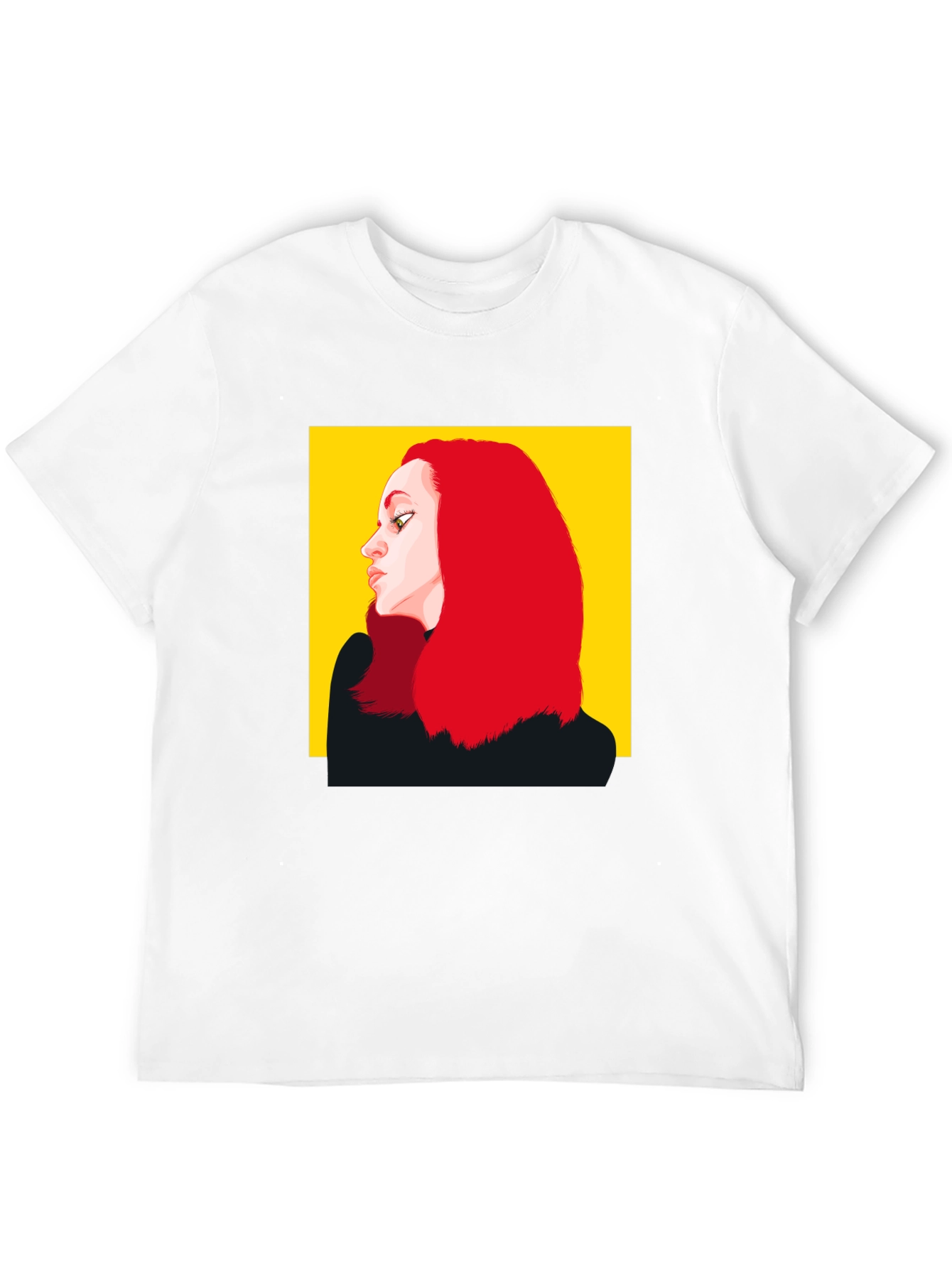 Illustrated Woman Portrait Black Tee