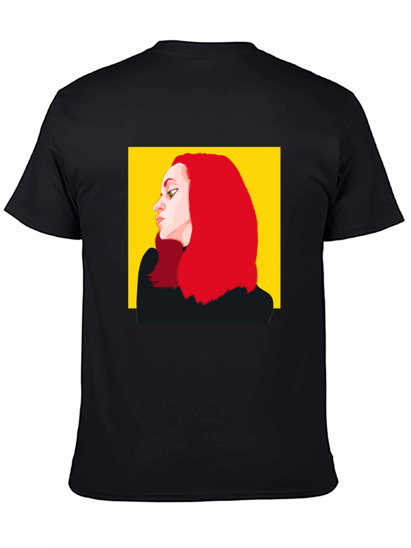 Illustrated Woman Portrait Black Tee