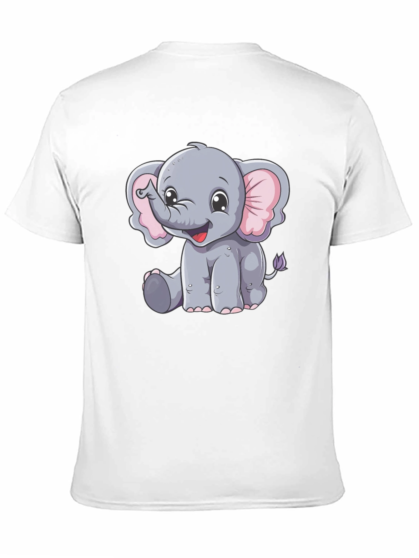 Cute Elephant Graphic Tee - Black