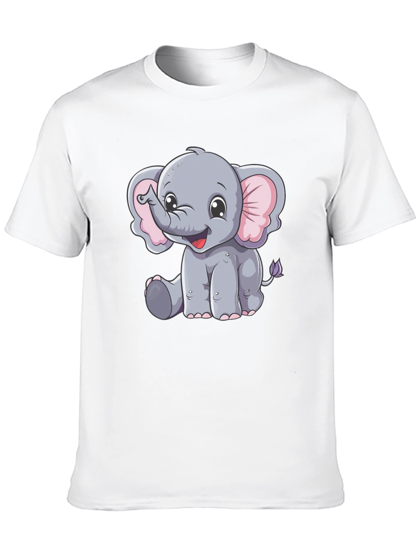 Cute Elephant Graphic Tee - Black