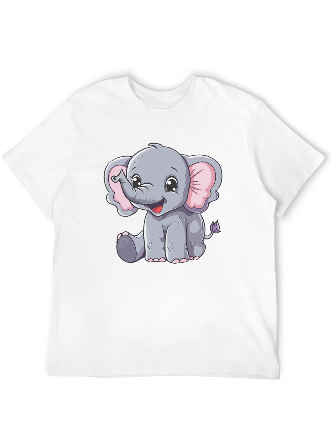 Cute Elephant Graphic Tee - Black