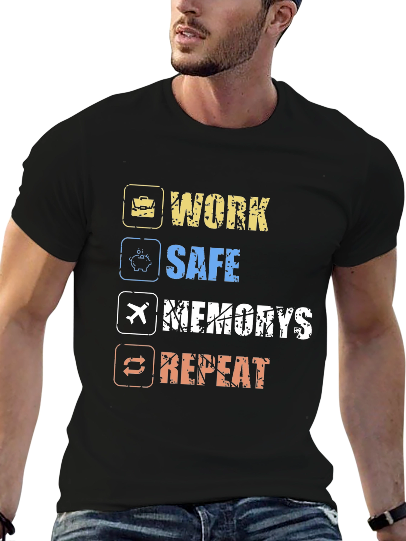 Work Safe Memories Repeat Graphic T-Shirt