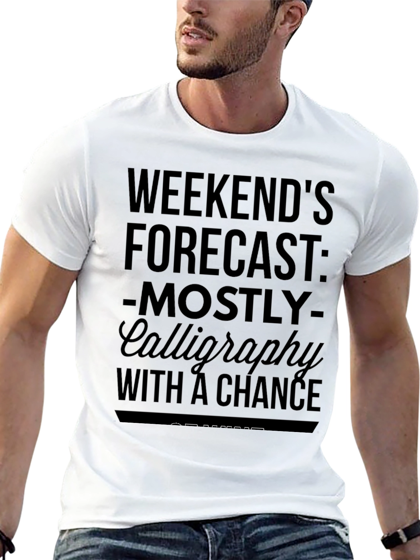 Calligraphy Weekend Forecast Graphic T-Shirt