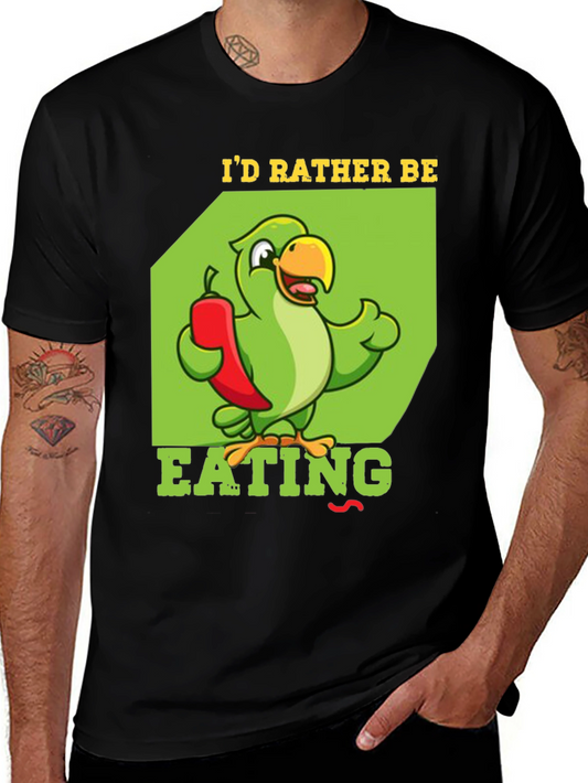 Id Rather Be Eating T-Shirt - Parrot & Chili Pepper Design